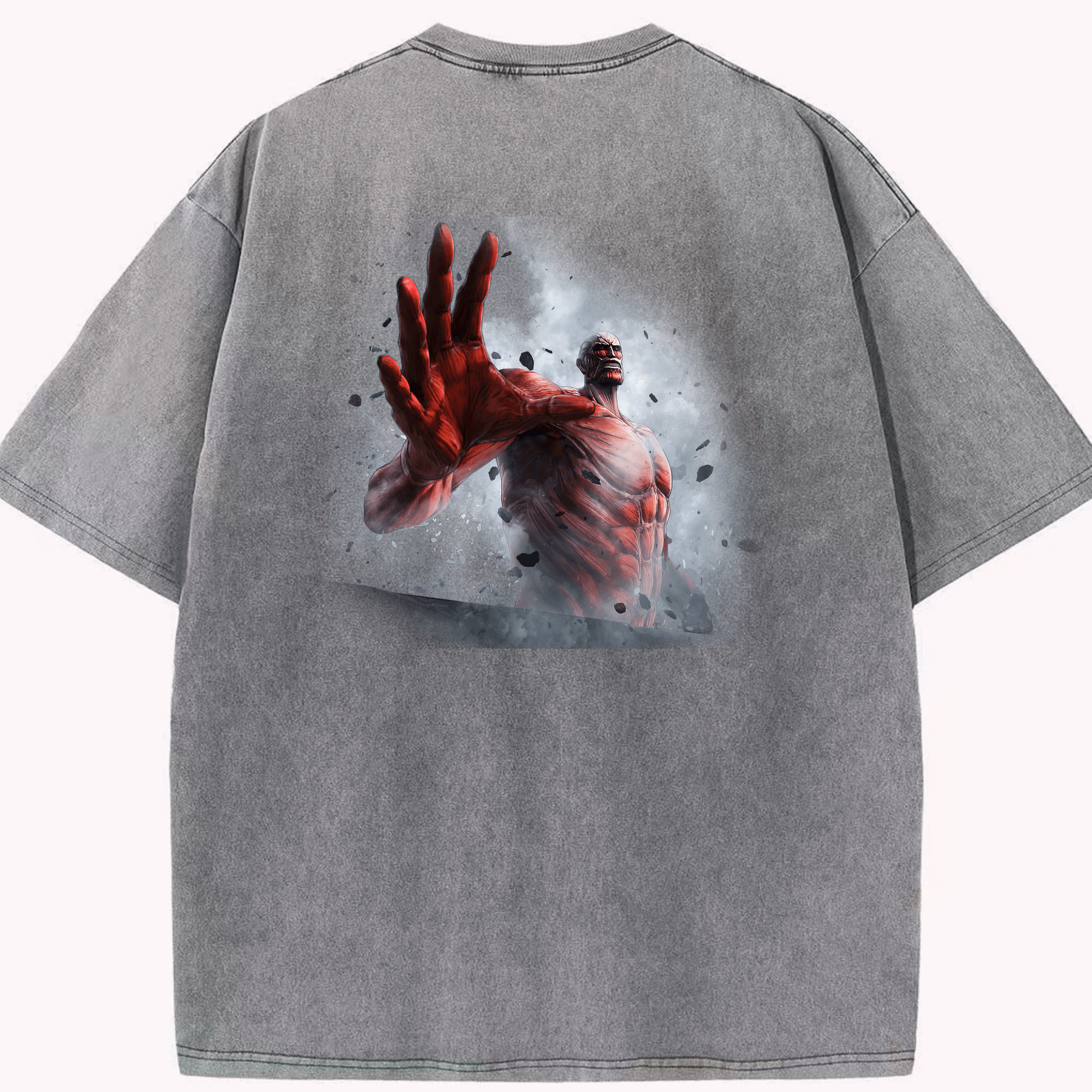 （画像用） 進撃の巨人 Attack on Titan 綿100% ヴィンテージ風 半袖Tシャツ（背面プリント）
