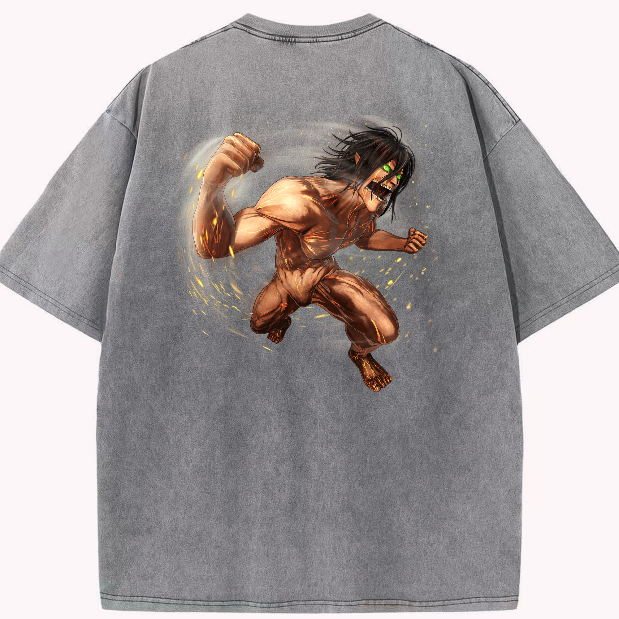 （画像用） 進撃の巨人 Attack on Titan 綿100% ヴィンテージ風 半袖Tシャツ（背面プリント）