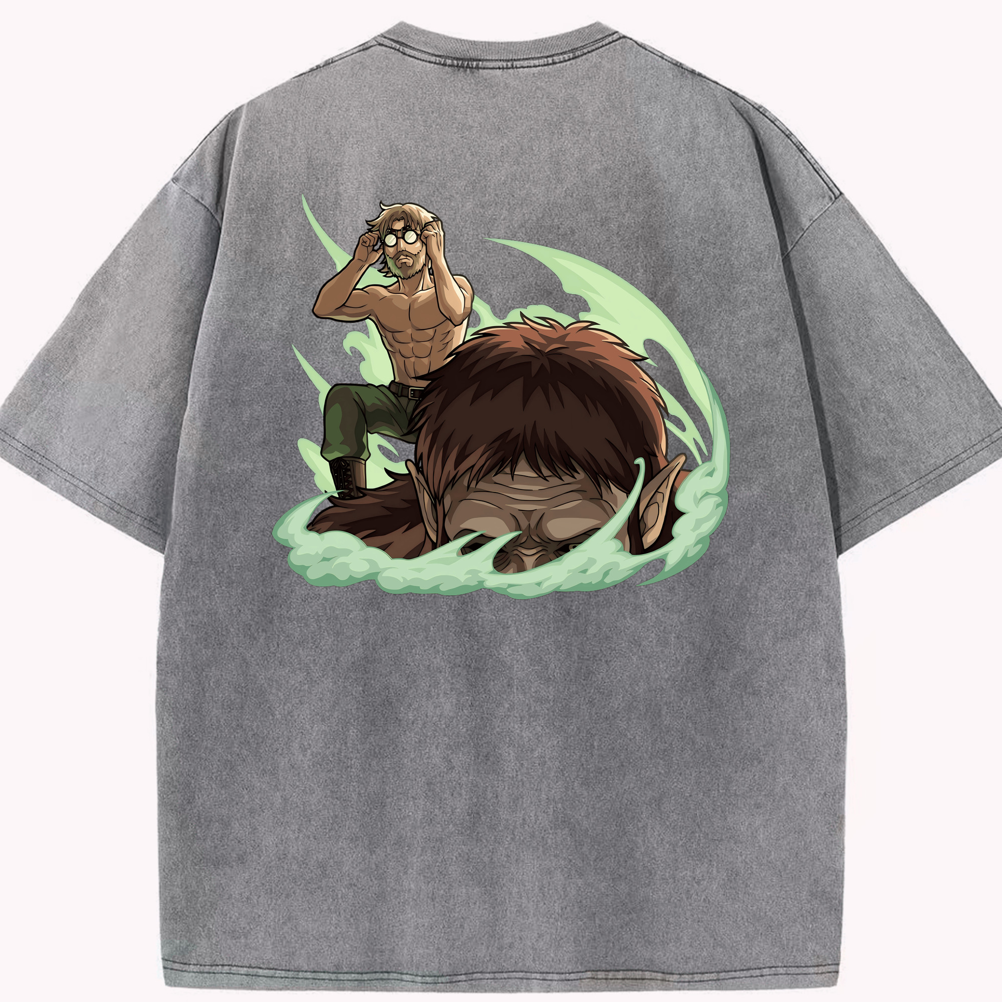 （画像用） 進撃の巨人 Attack on Titan 綿100% ヴィンテージ風 半袖Tシャツ（背面プリント）