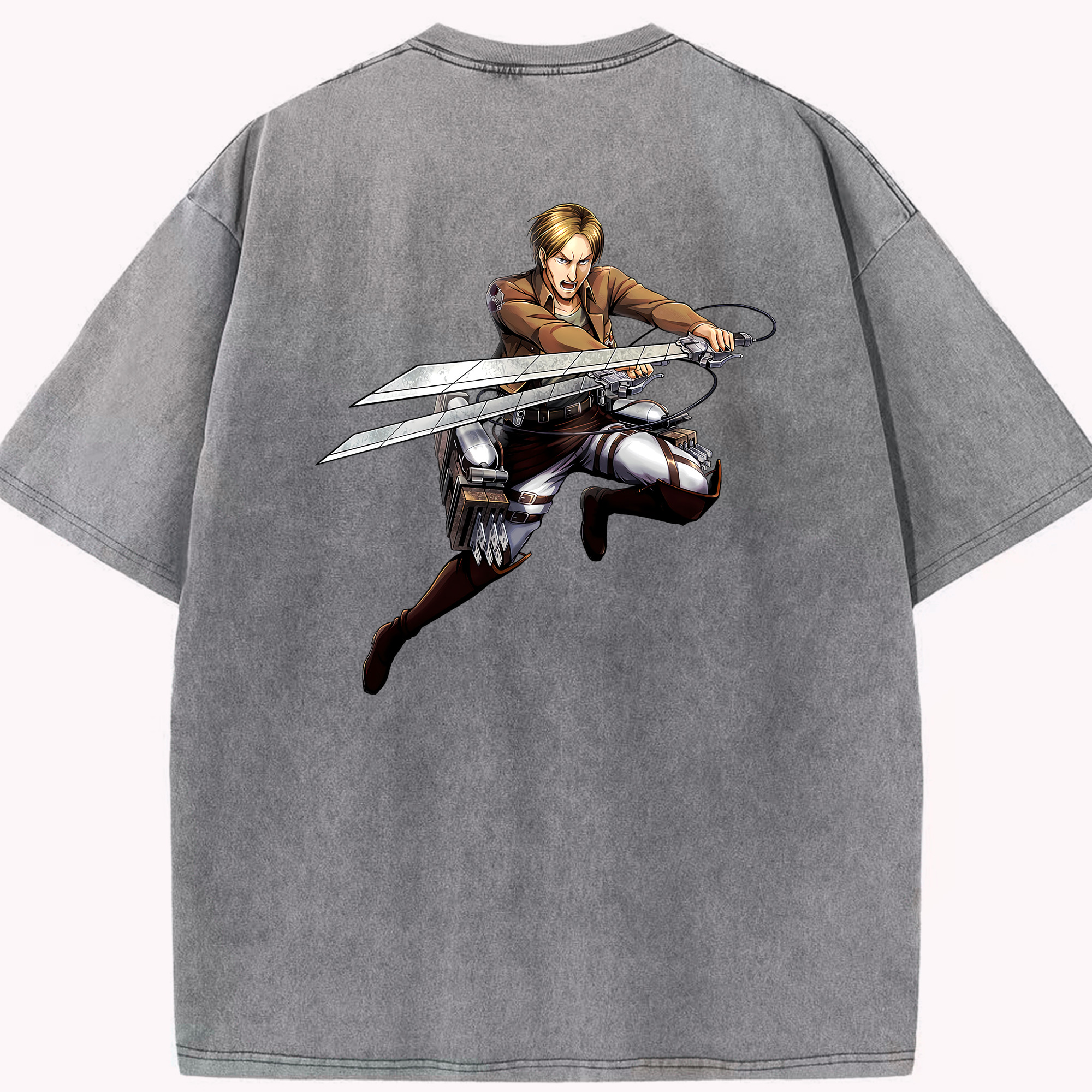 （画像用） 進撃の巨人 Attack on Titan 綿100% ヴィンテージ風 半袖Tシャツ（背面プリント）