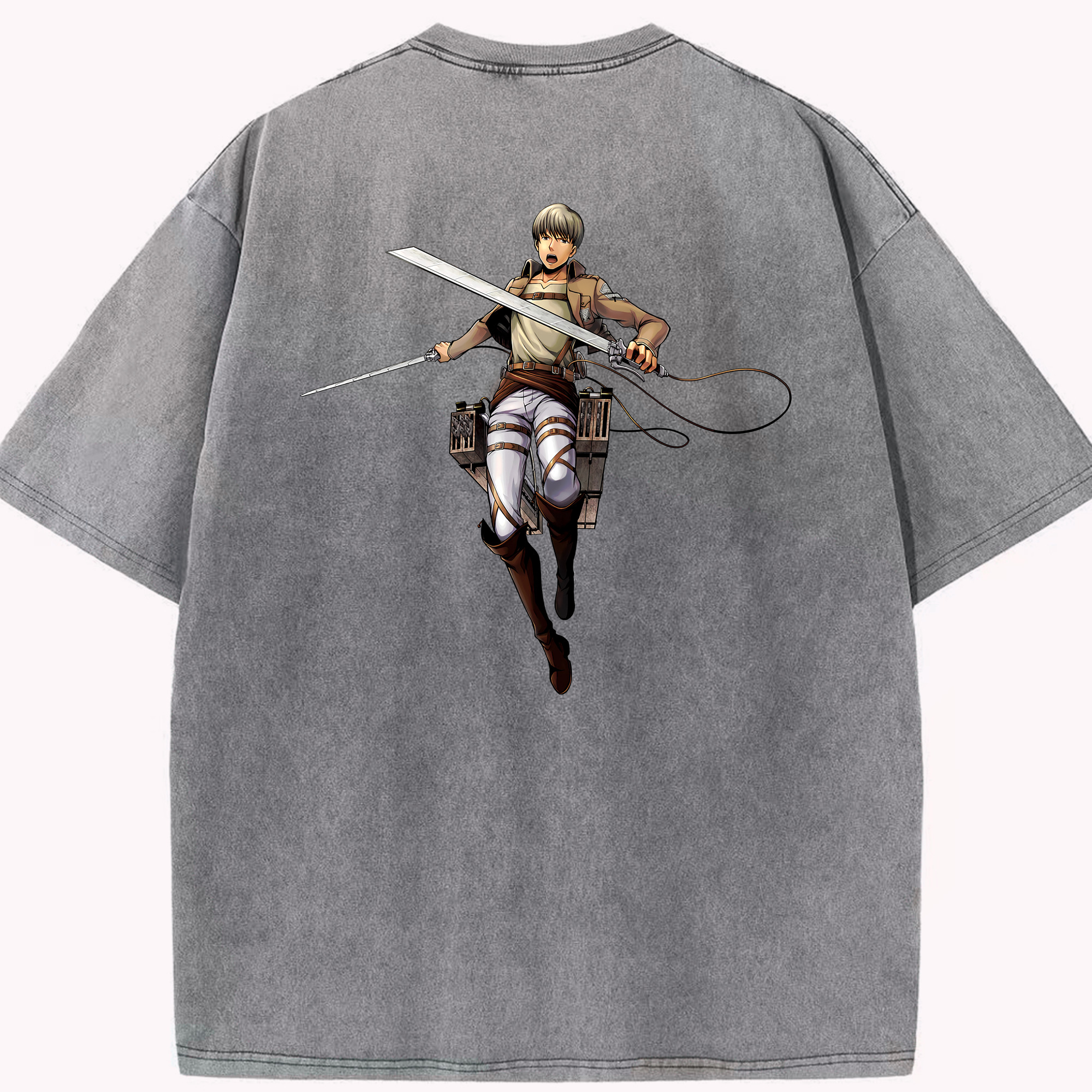 （画像用） 進撃の巨人 Attack on Titan 綿100% ヴィンテージ風 半袖Tシャツ（背面プリント）