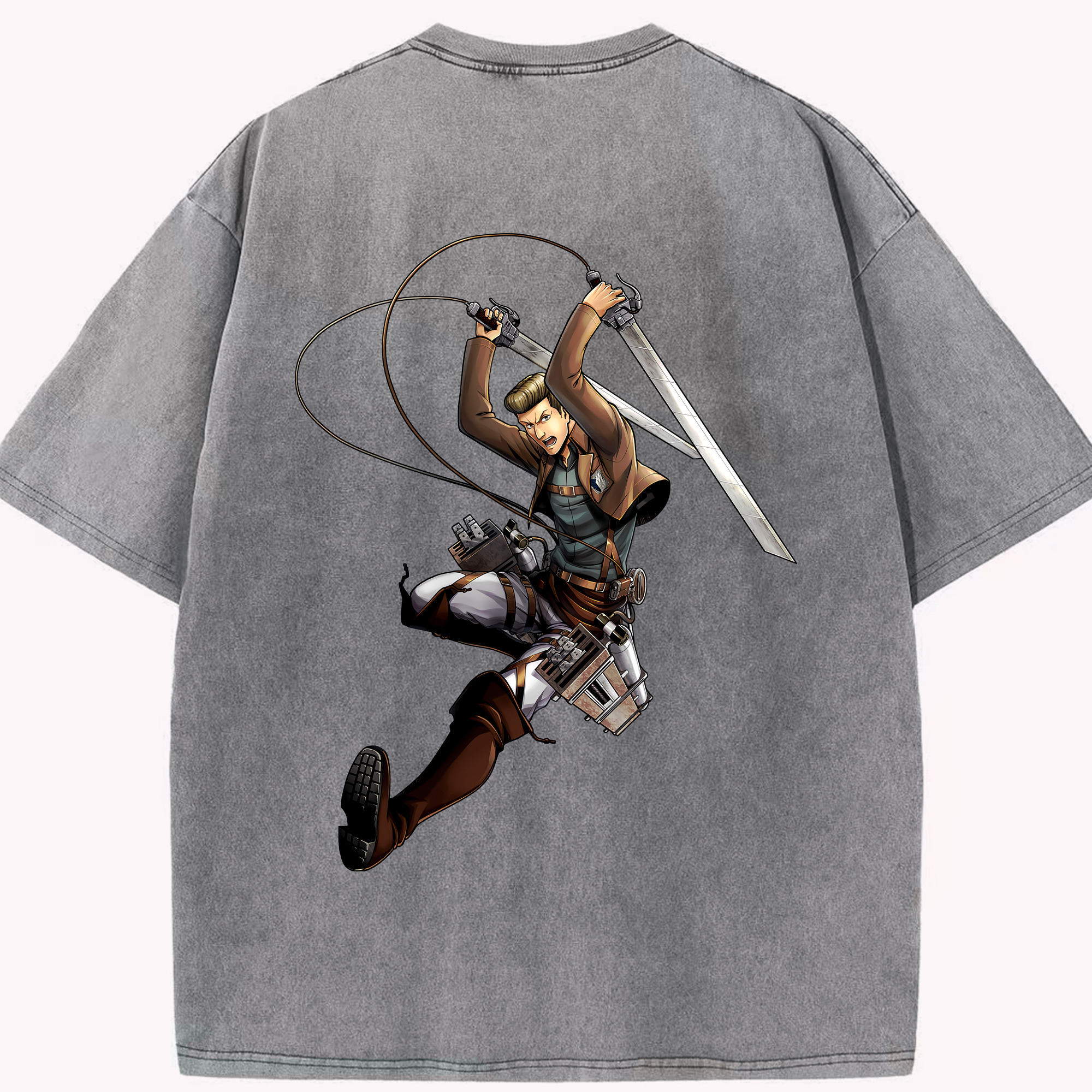 （画像用） 進撃の巨人 Attack on Titan 綿100% ヴィンテージ風 半袖Tシャツ（背面プリント）