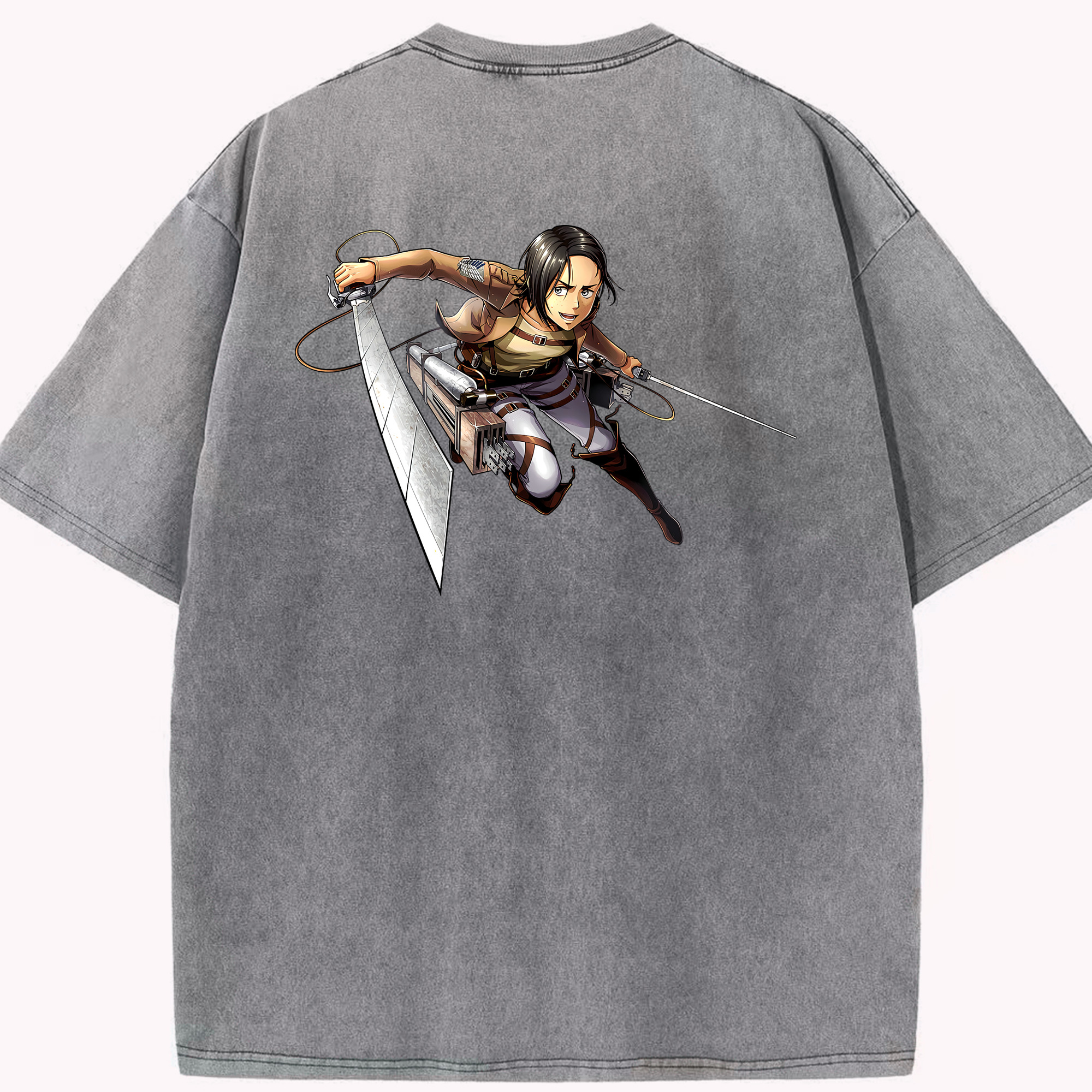 （画像用） 進撃の巨人 Attack on Titan 綿100% ヴィンテージ風 半袖Tシャツ（背面プリント）