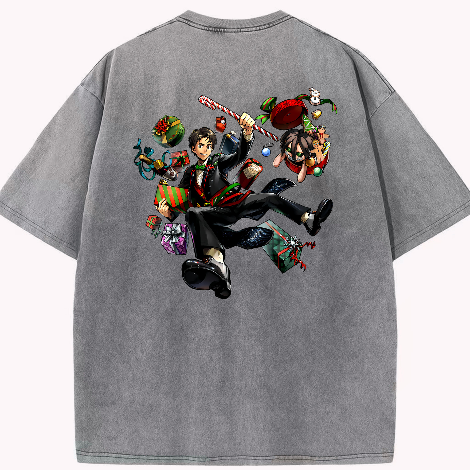 （画像用） 進撃の巨人 エレン･イェーガー Attack on Titan Eren Jäger 綿100% ヴィンテージ風 半袖Tシャツ（背面プリント）
