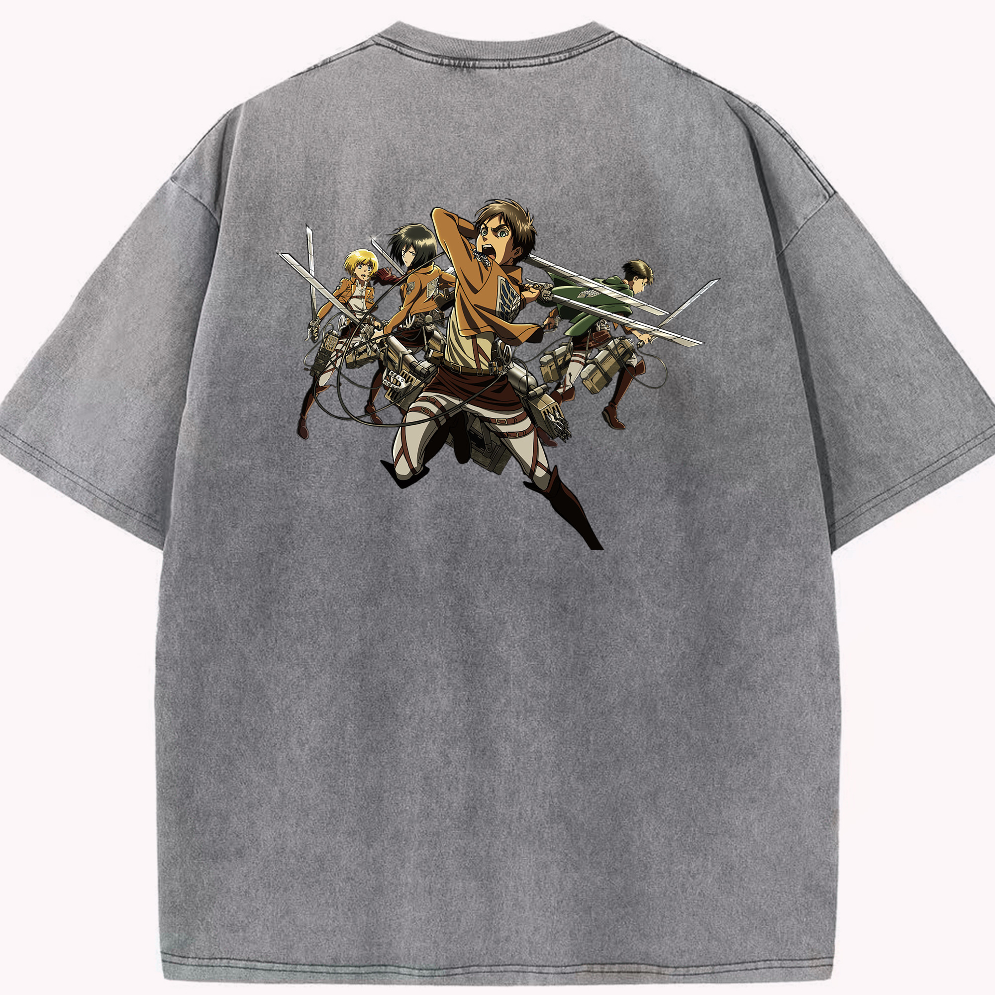（画像用） 進撃の巨人 エレン･イェーガー Attack on Titan Eren Jäger 綿100% ヴィンテージ風 半袖Tシャツ（背面プリント）