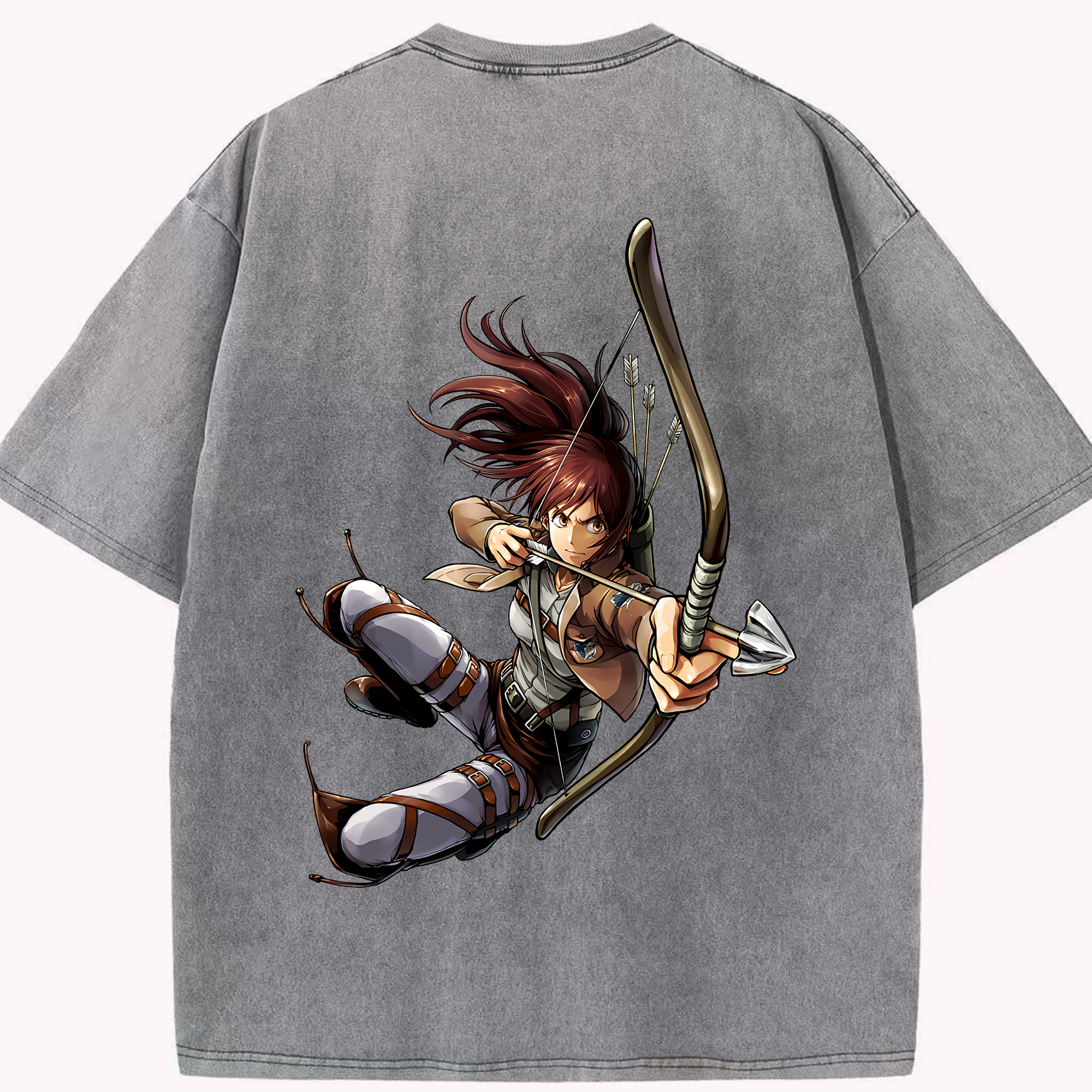 （画像用） 進撃の巨人 サシャ·ブラウス Attack on Titan Sasha Blaus 綿100% ヴィンテージ風 半袖Tシャツ（背面プリント）