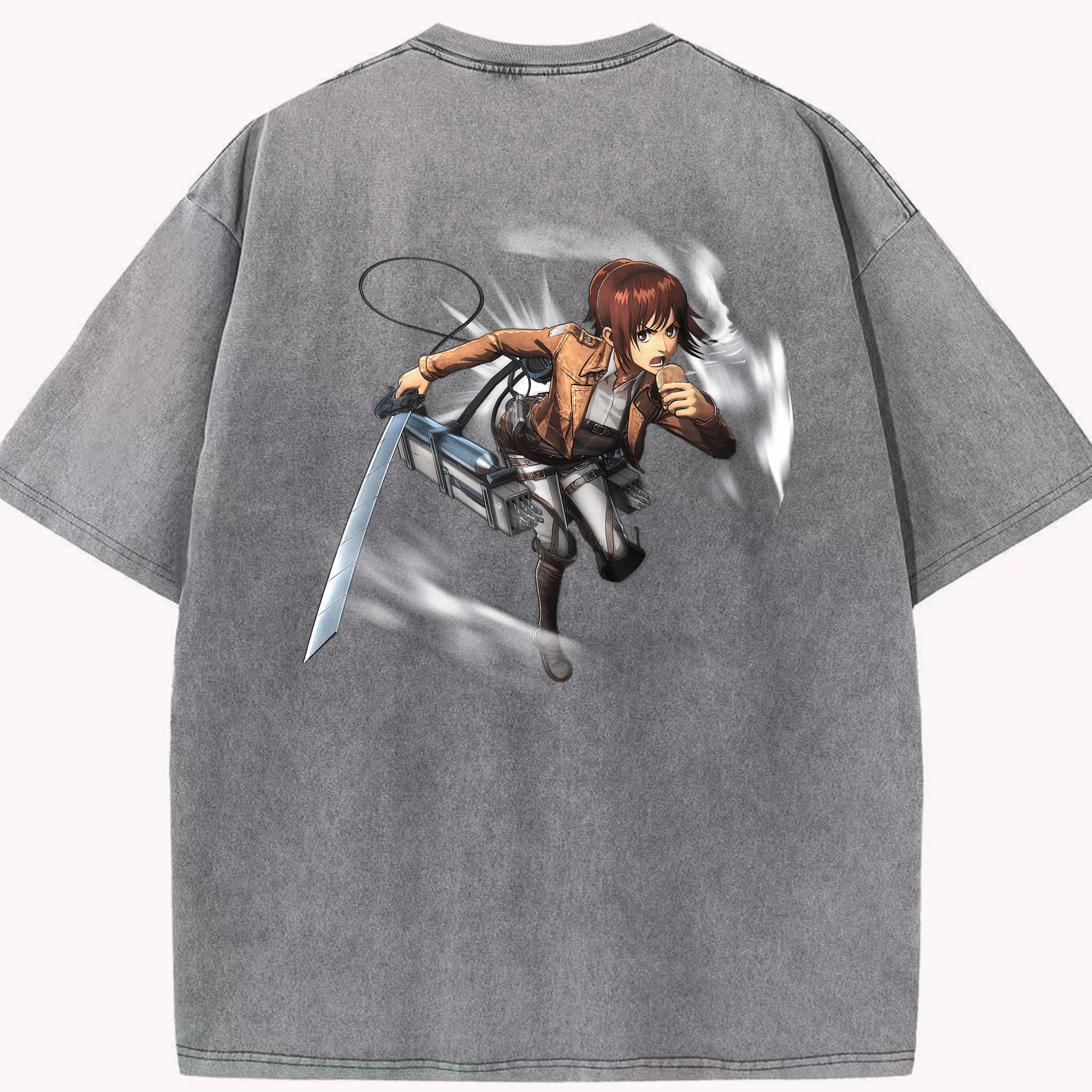 （画像用） 進撃の巨人 サシャ·ブラウス Attack on Titan Sasha Blaus 綿100% ヴィンテージ風 半袖Tシャツ（背面プリント）