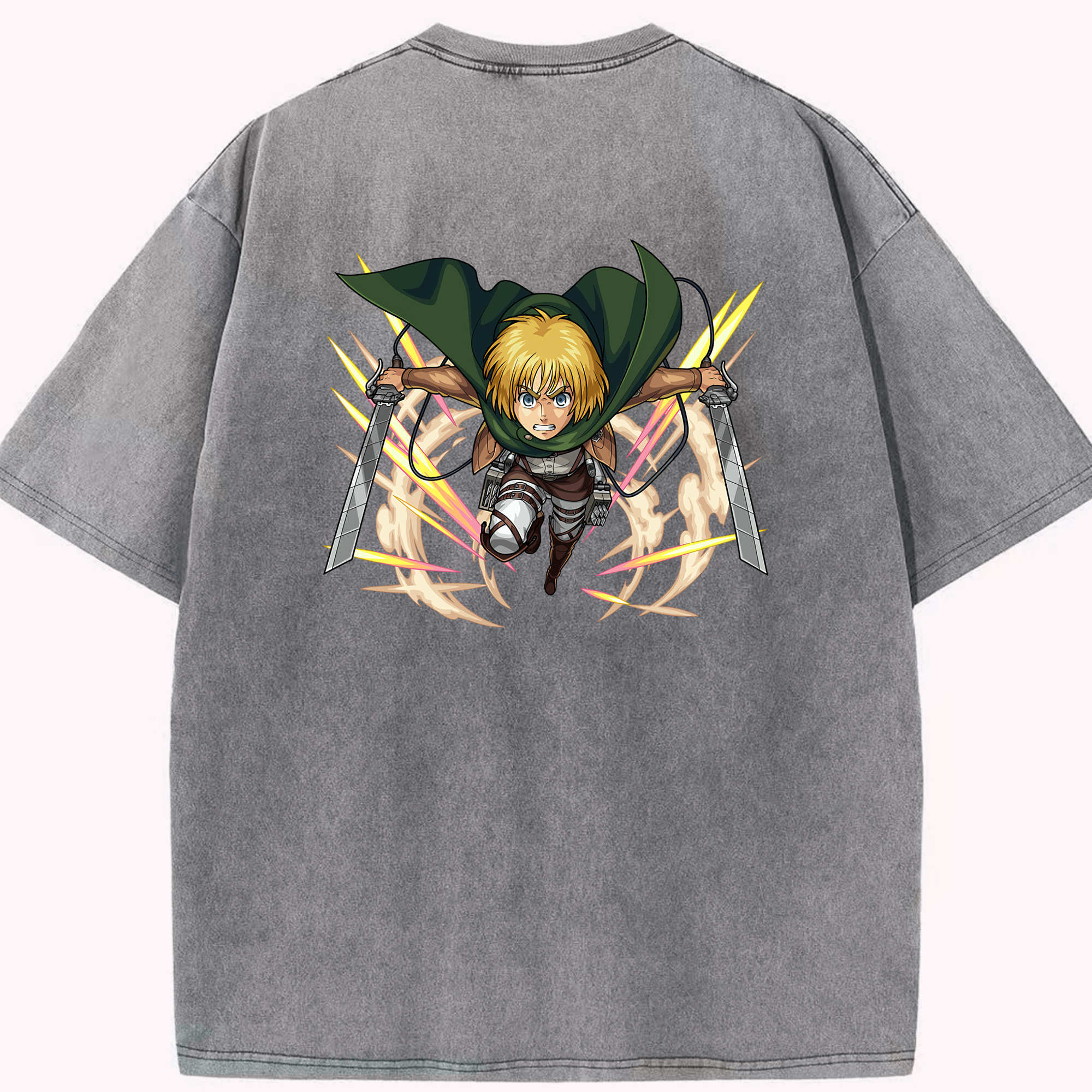（画像用） 進撃の巨人 アルミン·アルレルト Attack on Titan Armin Arlert 綿100% ヴィンテージ風 半袖Tシャツ（背面プリント）