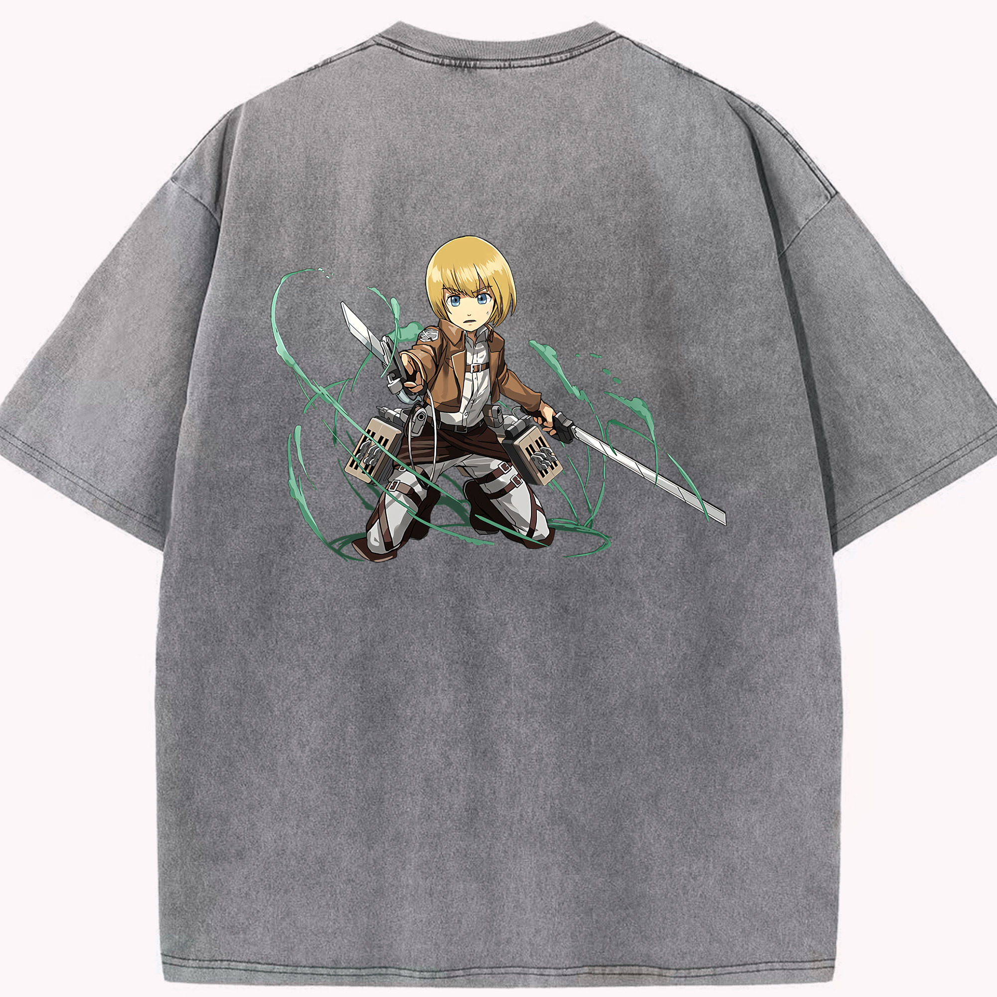 （画像用） 進撃の巨人 アルミン·アルレルト Attack on Titan Armin Arlert 綿100% ヴィンテージ風 半袖Tシャツ（背面プリント）