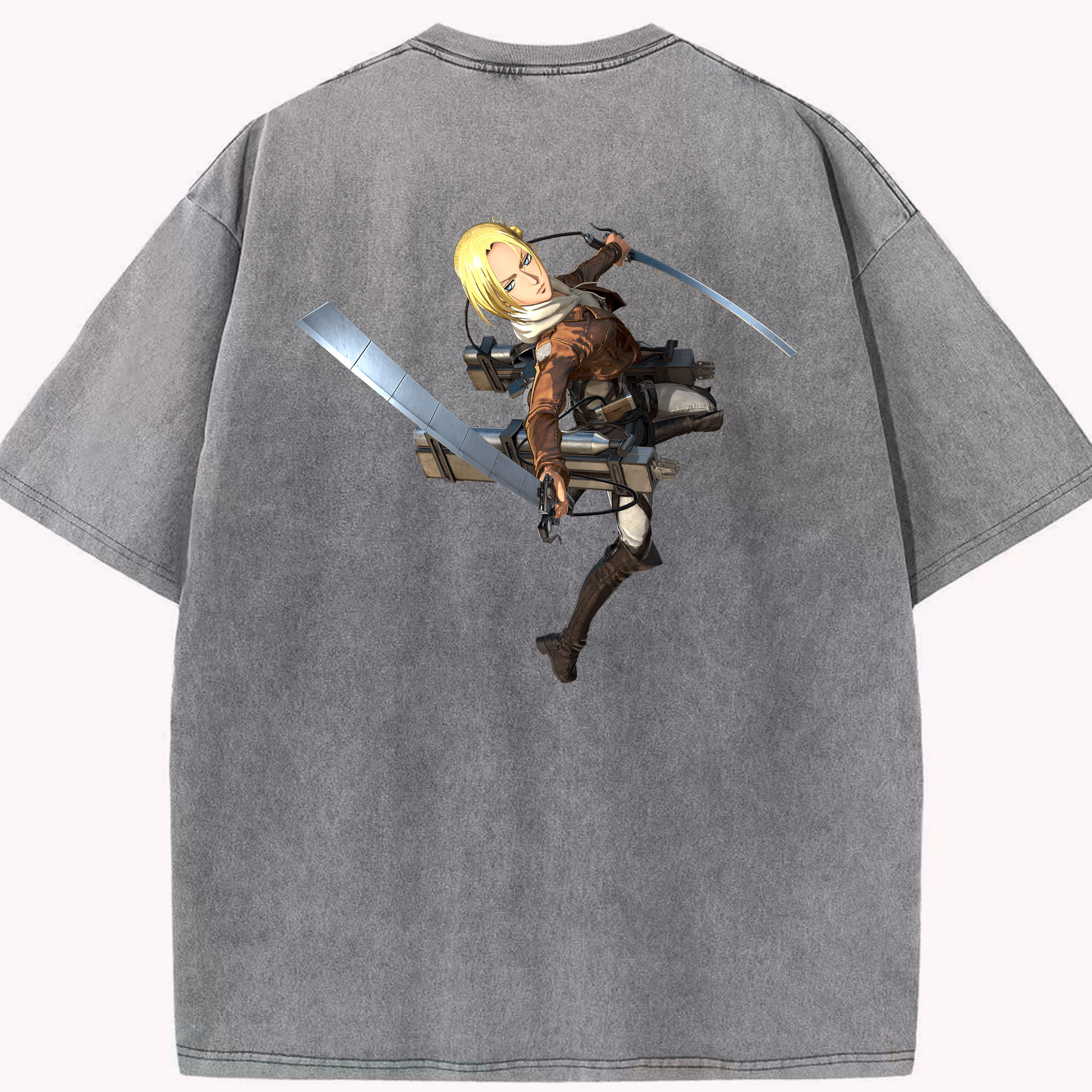 （画像用） 進撃の巨人 アニ・レオンハート Attack on Titan Annie Leonhart 綿100% ヴィンテージ風 半袖Tシャツ（背面プリント）