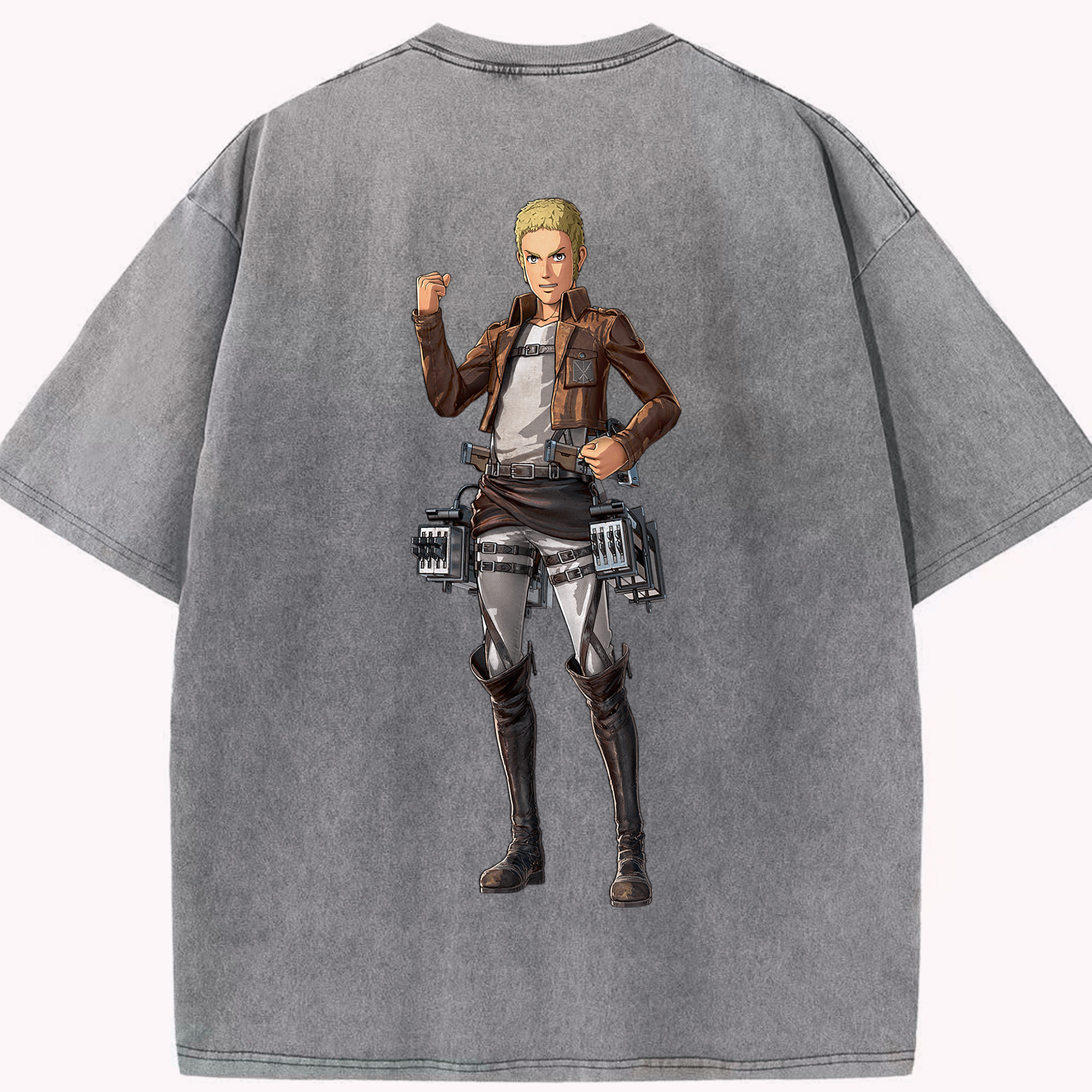 （画像用） 進撃の巨人 ライナー・ブラウン Attack on Titan Reiner Braun 綿100% ヴィンテージ風 半袖Tシャツ（背面プリント）