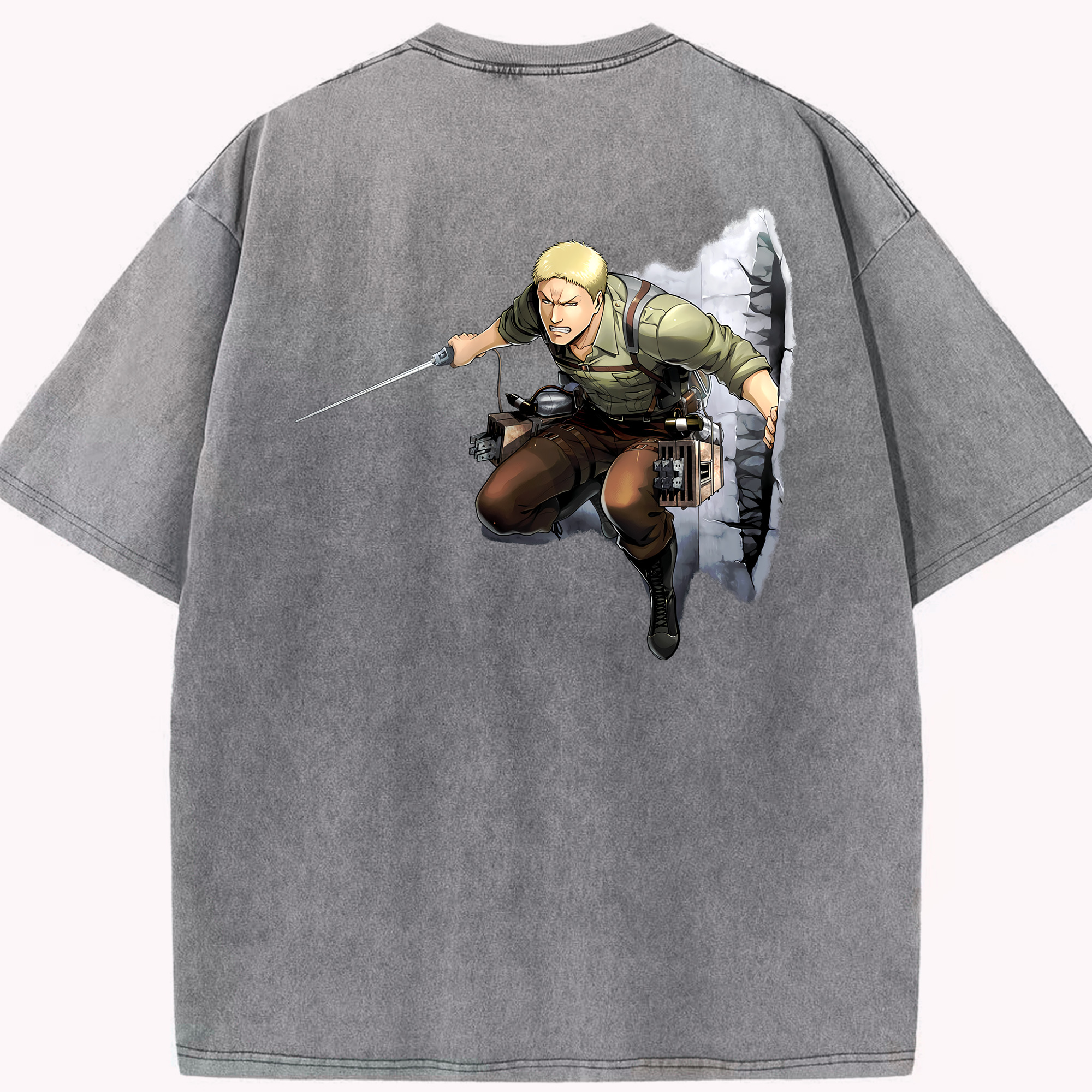 （画像用） 進撃の巨人 ライナー・ブラウン Attack on Titan Reiner Braun 綿100% ヴィンテージ風 半袖Tシャツ（背面プリント）