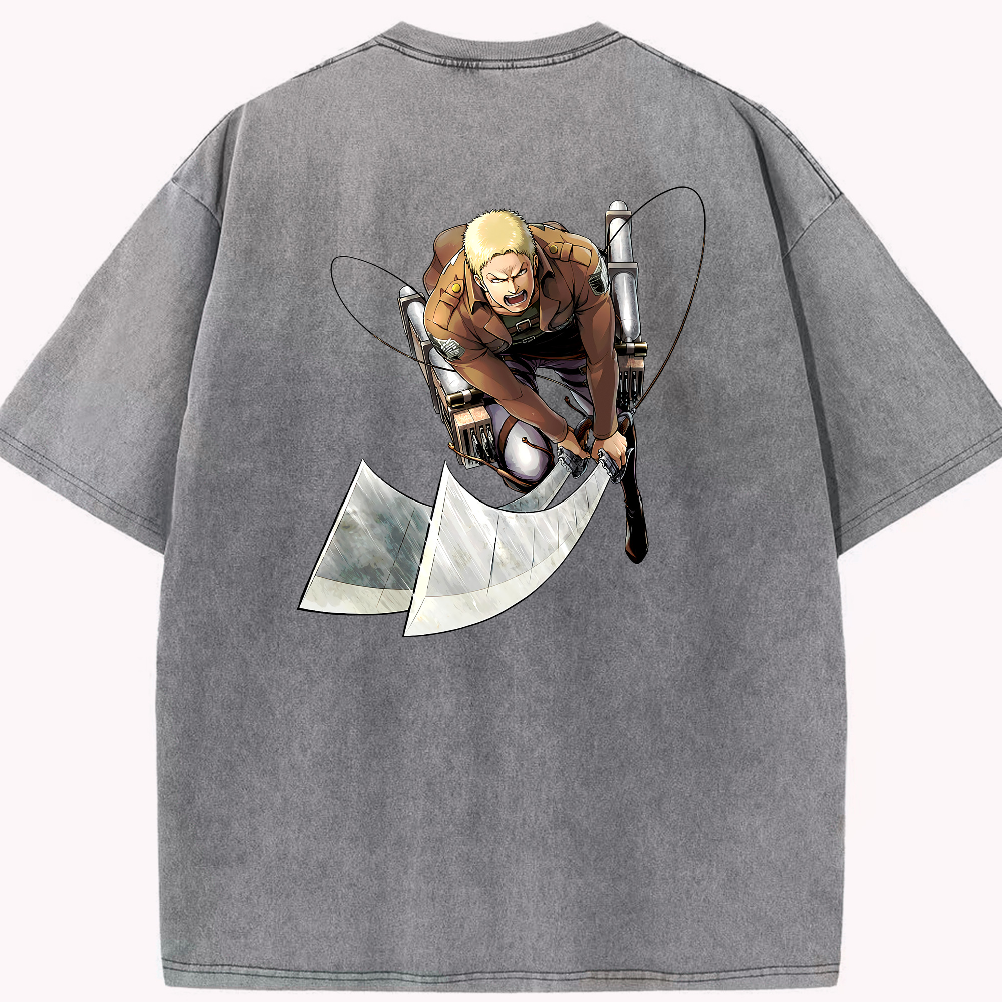 （画像用） 進撃の巨人 ライナー・ブラウン Attack on Titan Reiner Braun 綿100% ヴィンテージ風 半袖Tシャツ（背面プリント）