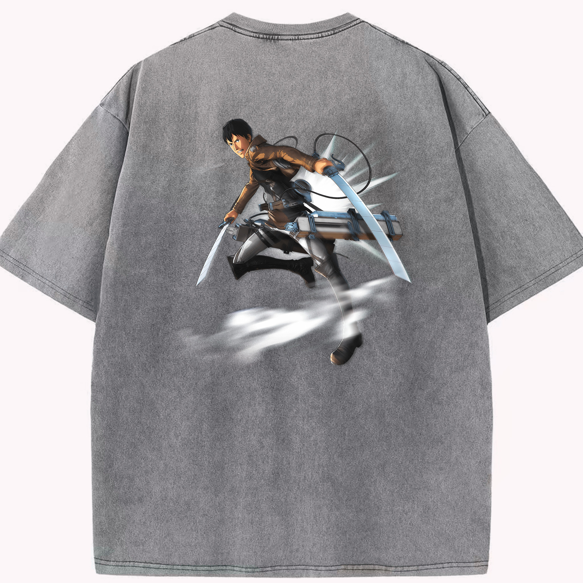 （画像用） 進撃の巨人 ベルトルト・フーバー Attack on Titan Bertholdt Hoover 綿100% ヴィンテージ風 半袖Tシャツ（背面プリント）