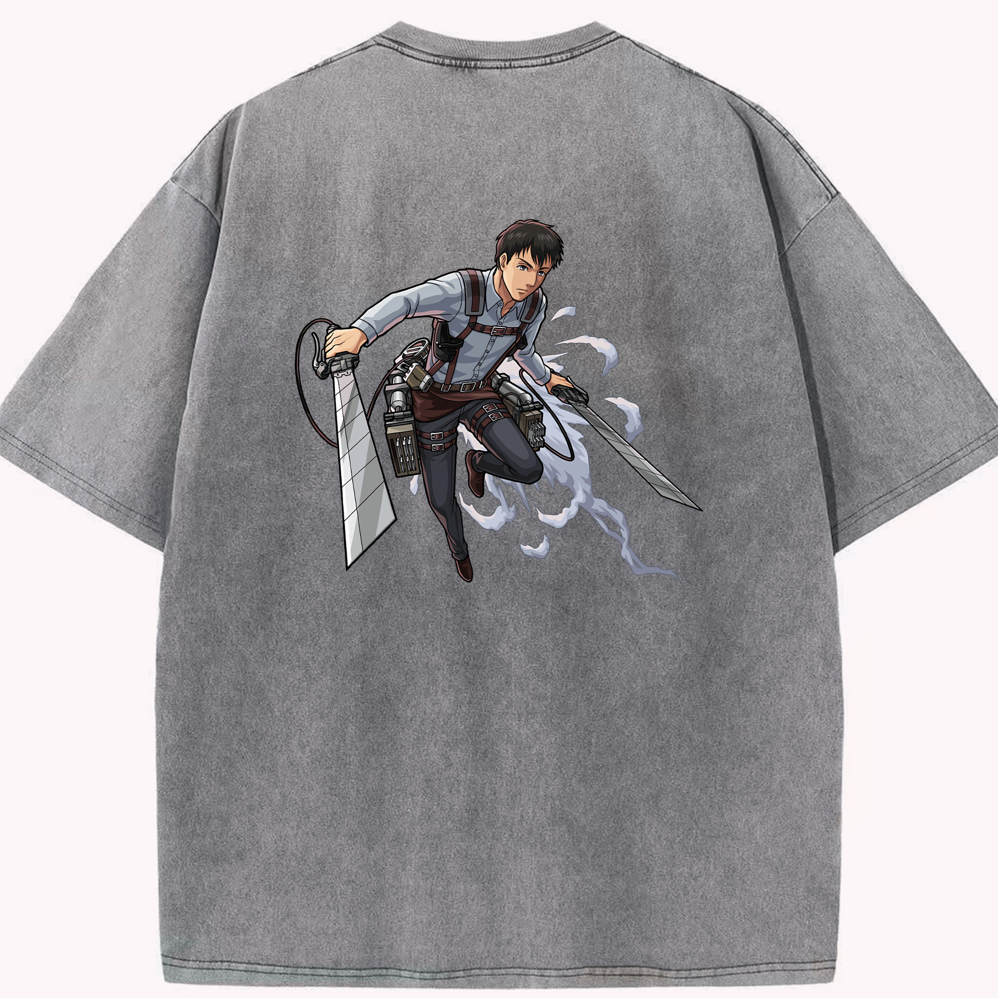 （画像用） 進撃の巨人 ベルトルト・フーバー Attack on Titan Bertholdt Hoover 綿100% ヴィンテージ風 半袖Tシャツ（背面プリント）