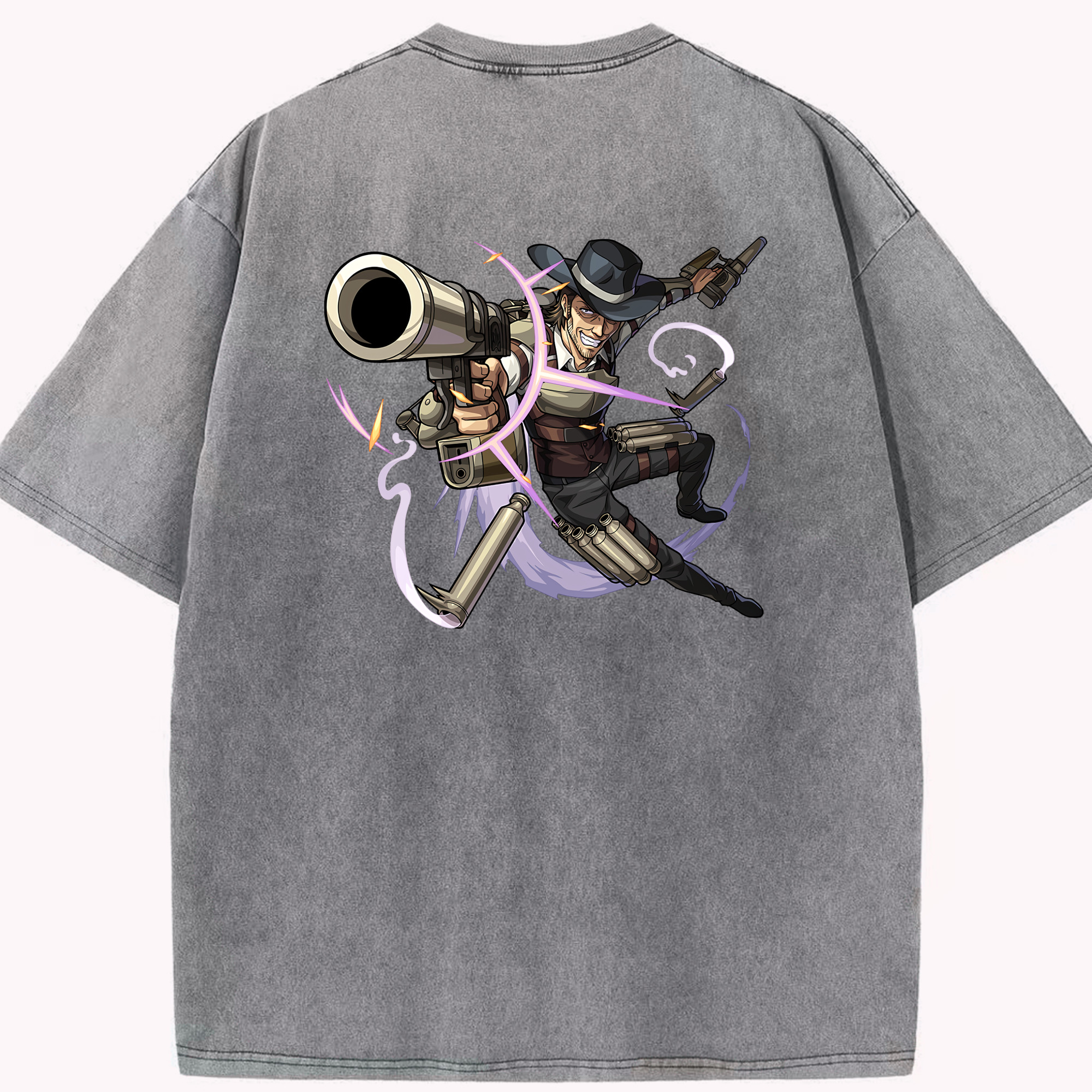 （画像用） 進撃の巨人 ケニー·アッカーマン Attack on Titan Kenny Ackerman 綿100% ヴィンテージ風 半袖Tシャツ（背面プリント）