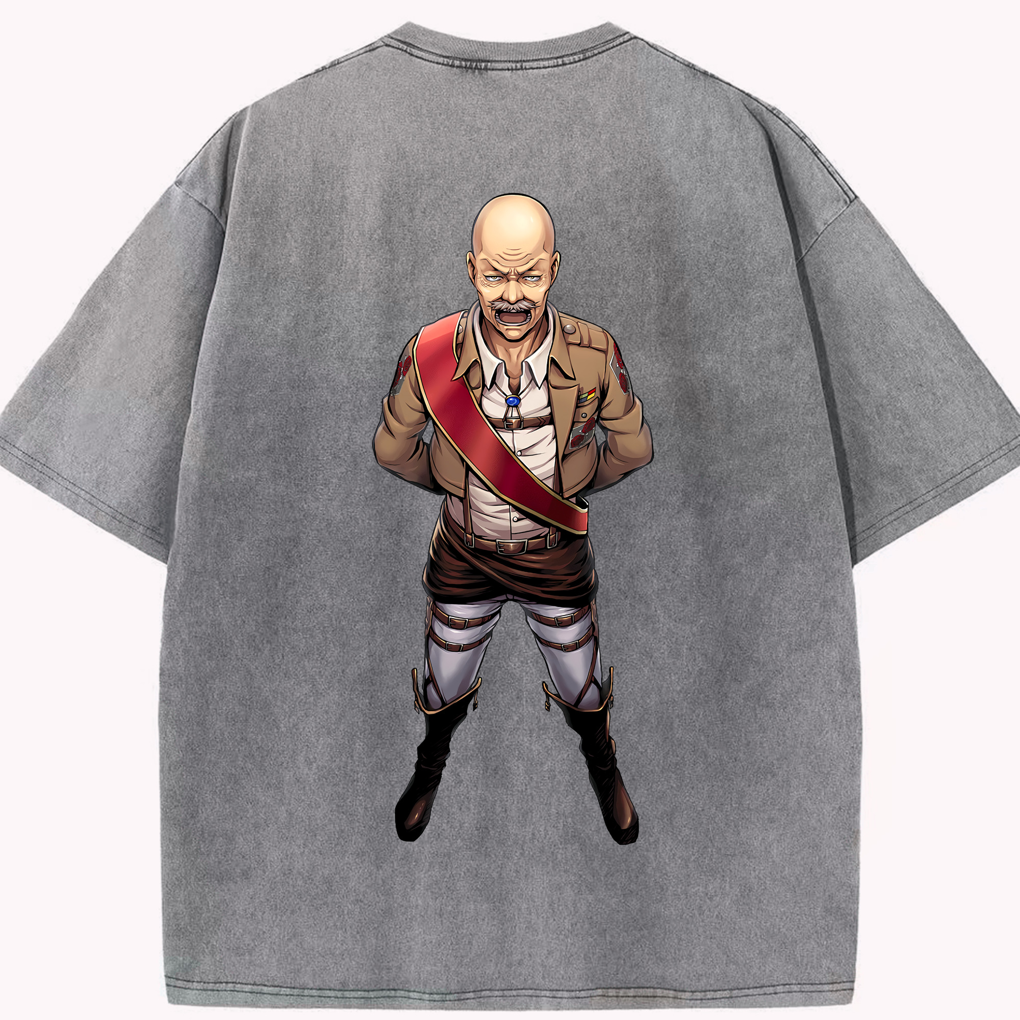 （画像用） 進撃の巨人 ドット·ピクシス Attack on Titan Dot Pixis 綿100% ヴィンテージ風 半袖Tシャツ（背面プリント）