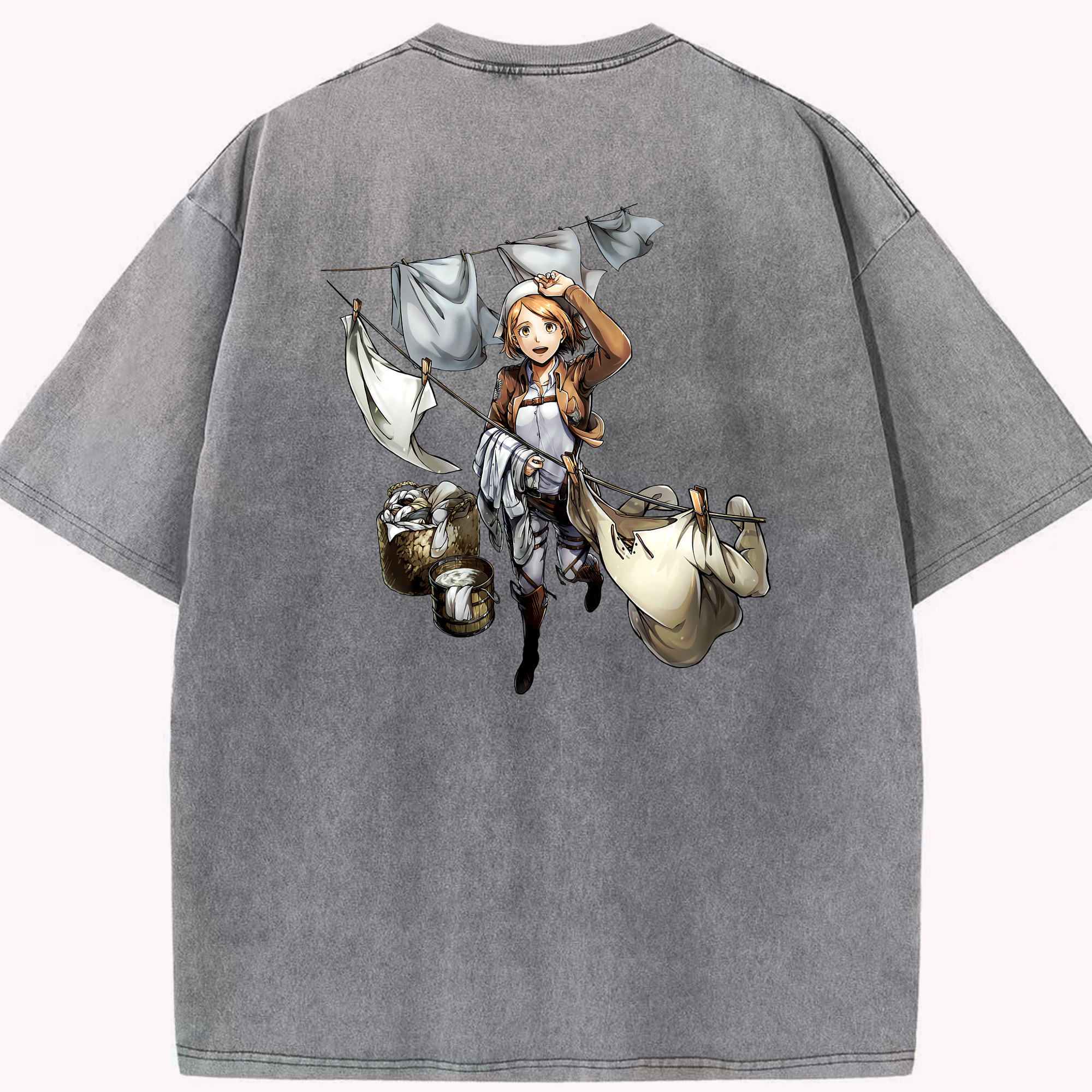 （画像用） 進撃の巨人 ペトラ·ラル Attack on Titan Petra Rall 綿100% ヴィンテージ風 半袖Tシャツ（背面プリント）
