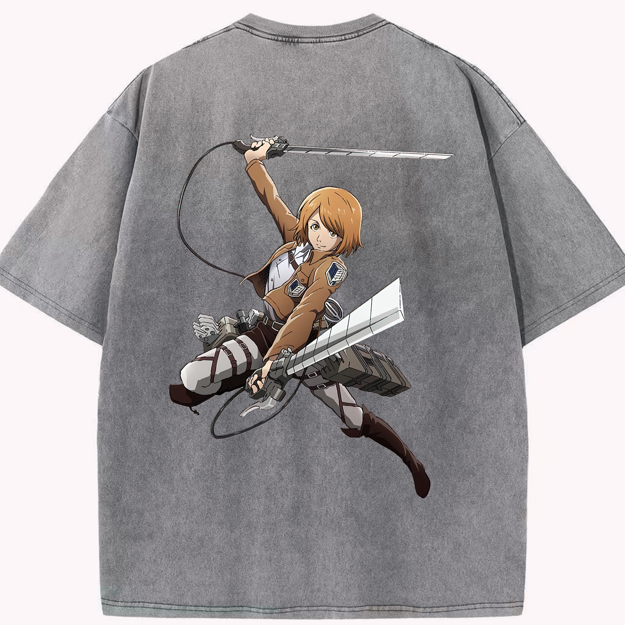 （画像用） 進撃の巨人 ペトラ·ラル Attack on Titan Petra Rall 綿100% ヴィンテージ風 半袖Tシャツ（背面プリント）