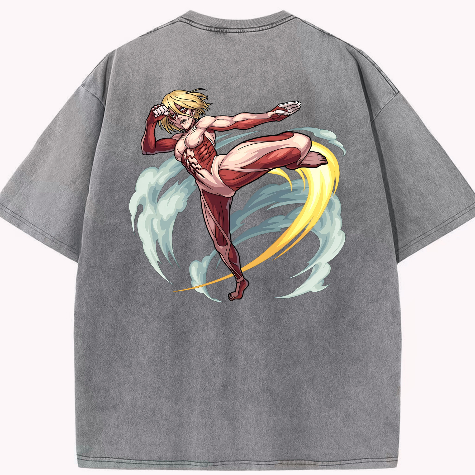 （画像用） 進撃の巨人 Attack on Titan 綿100% ヴィンテージ風 半袖Tシャツ（背面プリント）