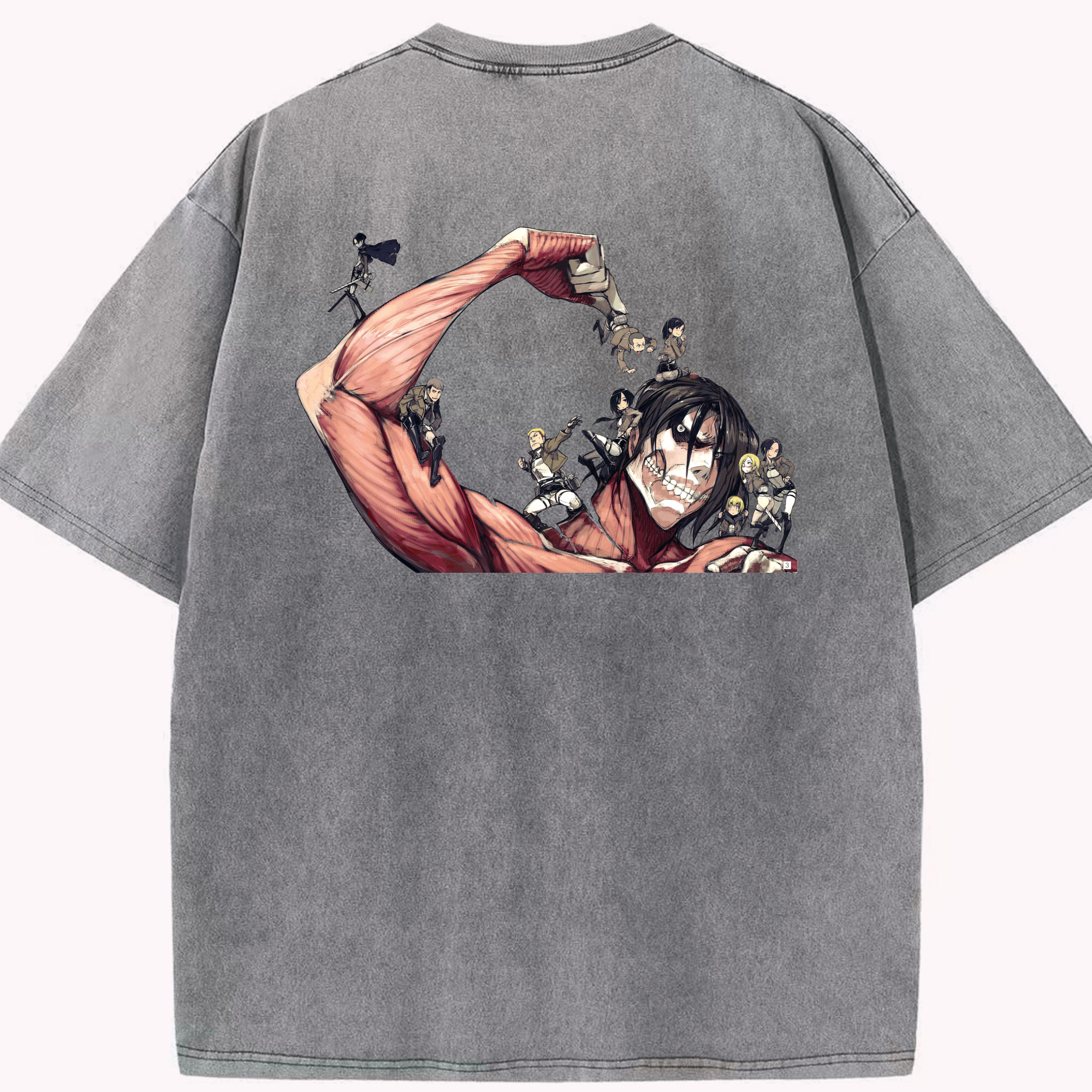 （画像用） 進撃の巨人 Attack on Titan 綿100% ヴィンテージ風 半袖Tシャツ（背面プリント）