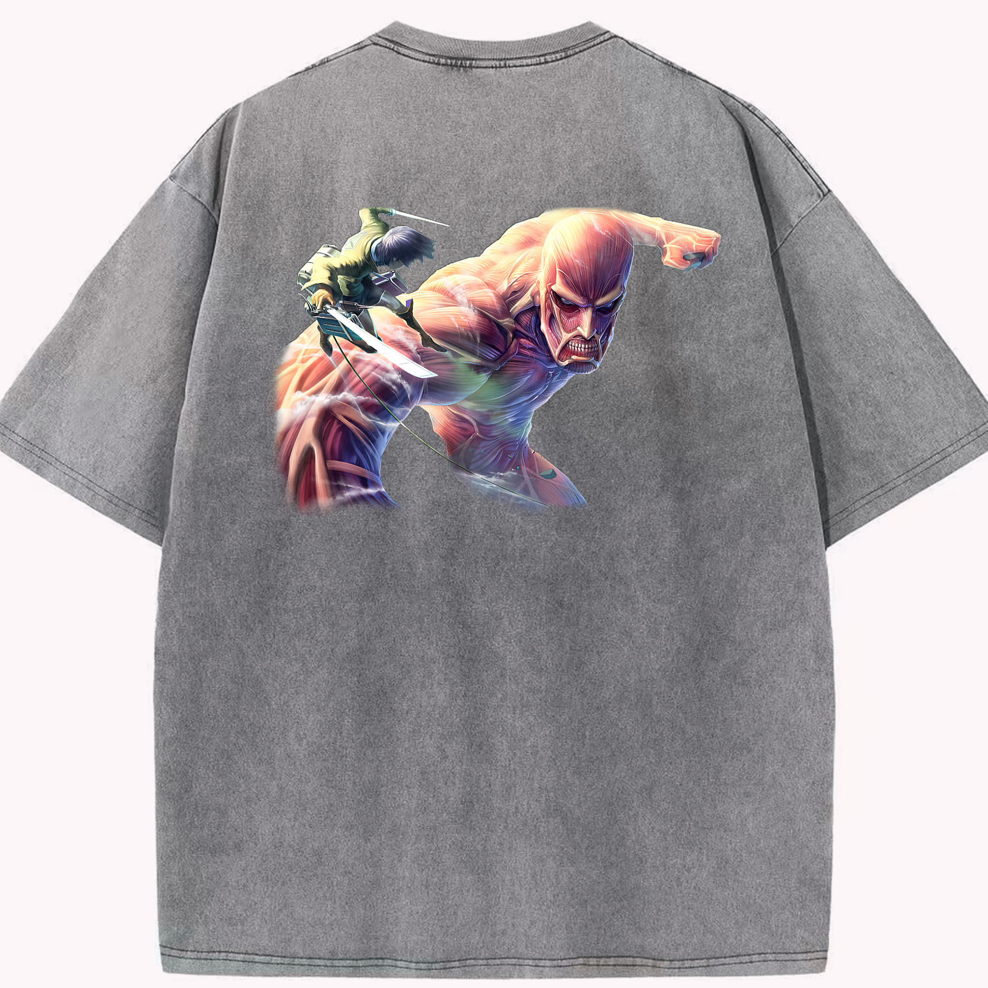 （画像用） 進撃の巨人 Attack on Titan 綿100% ヴィンテージ風 半袖Tシャツ（背面プリント）