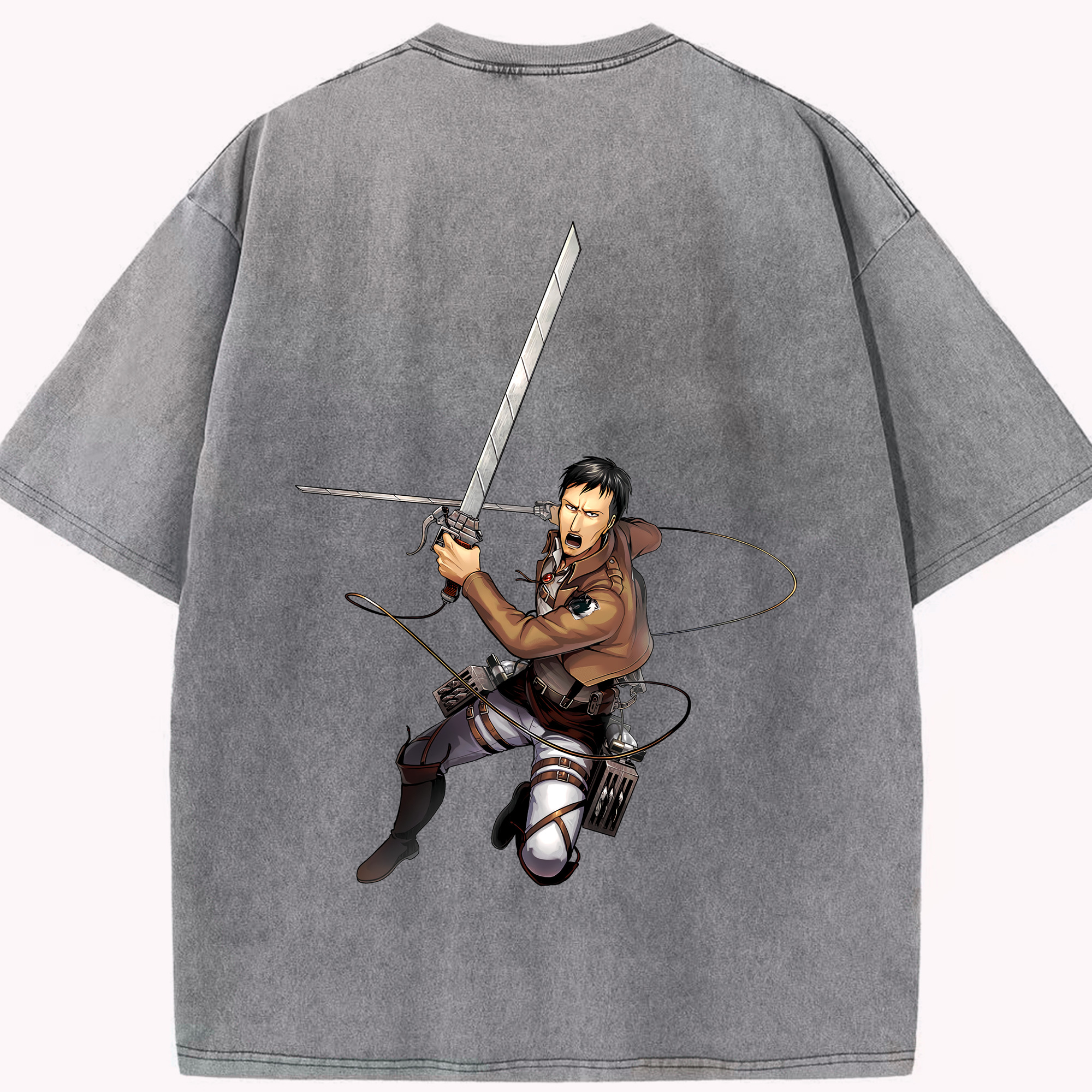 （画像用） 進撃の巨人 Attack on Titan 綿100% ヴィンテージ風 半袖Tシャツ（背面プリント）