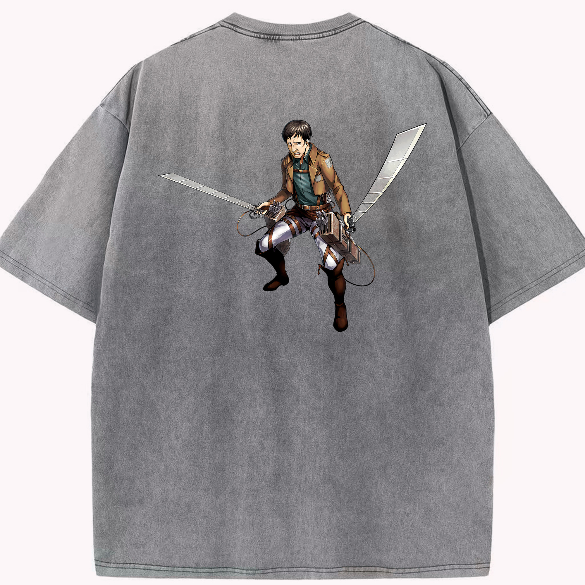 （画像用） 進撃の巨人 Attack on Titan 綿100% ヴィンテージ風 半袖Tシャツ（背面プリント）