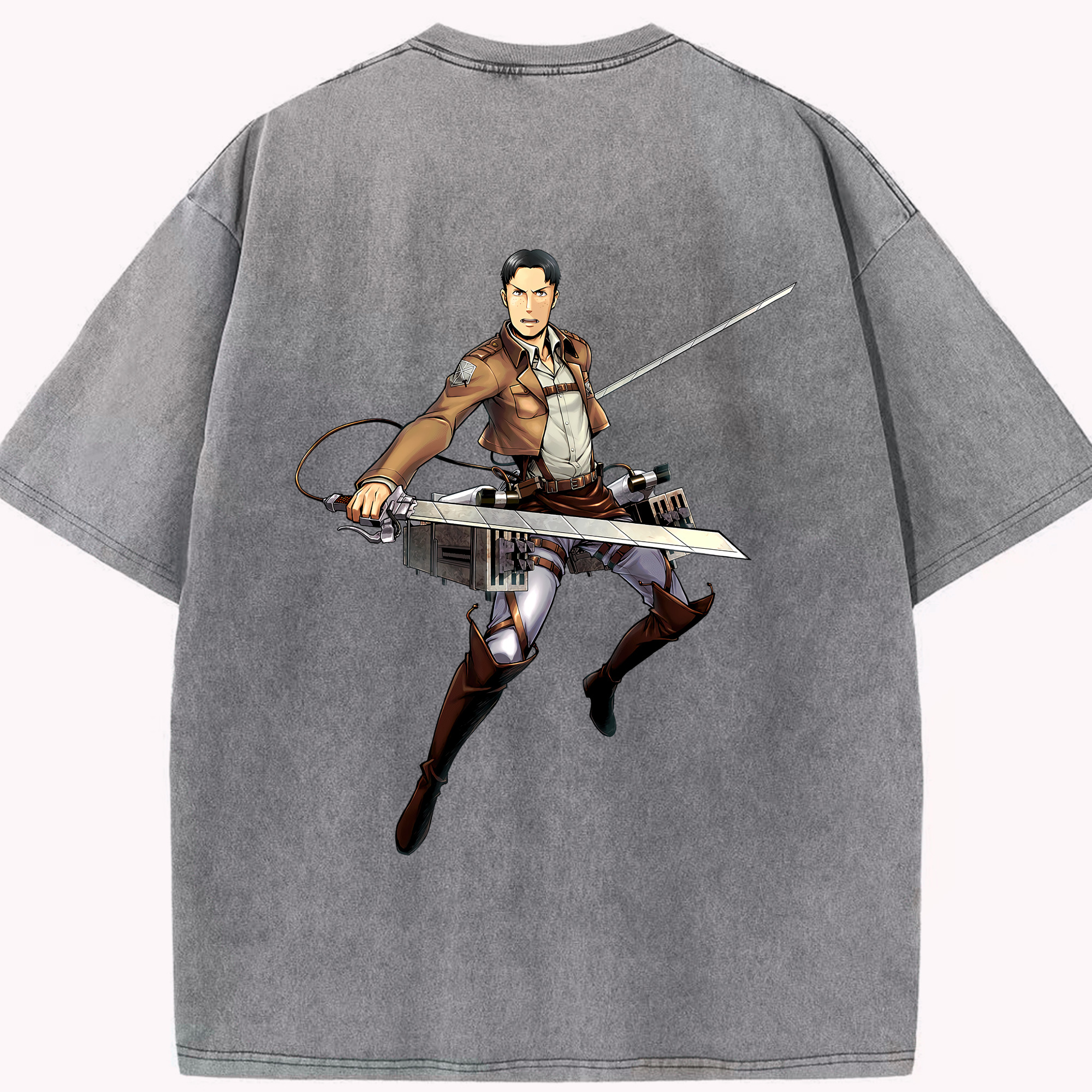 （画像用） 進撃の巨人 Attack on Titan 綿100% ヴィンテージ風 半袖Tシャツ（背面プリント）