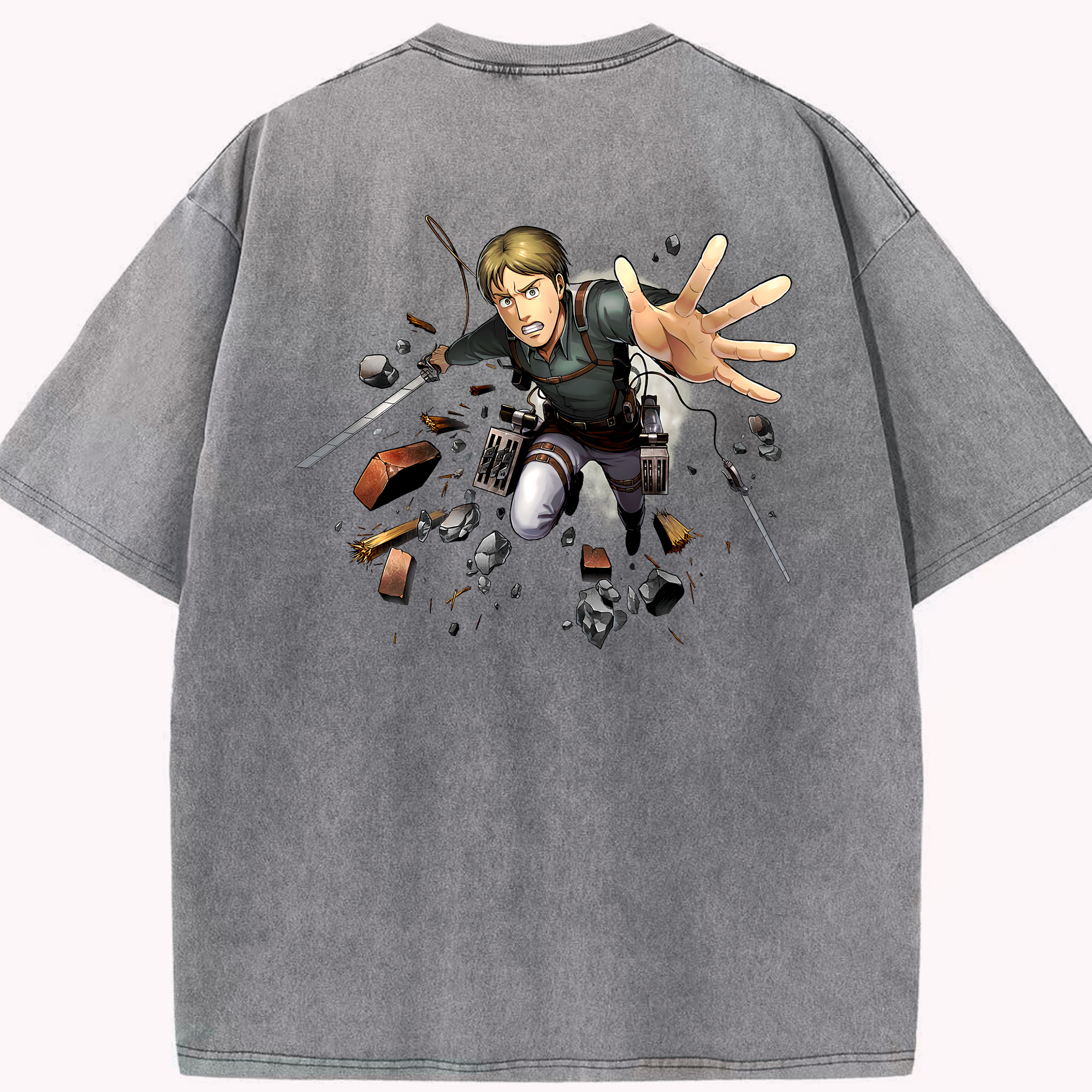 （画像用） 進撃の巨人 Attack on Titan 綿100% ヴィンテージ風 半袖Tシャツ（背面プリント）