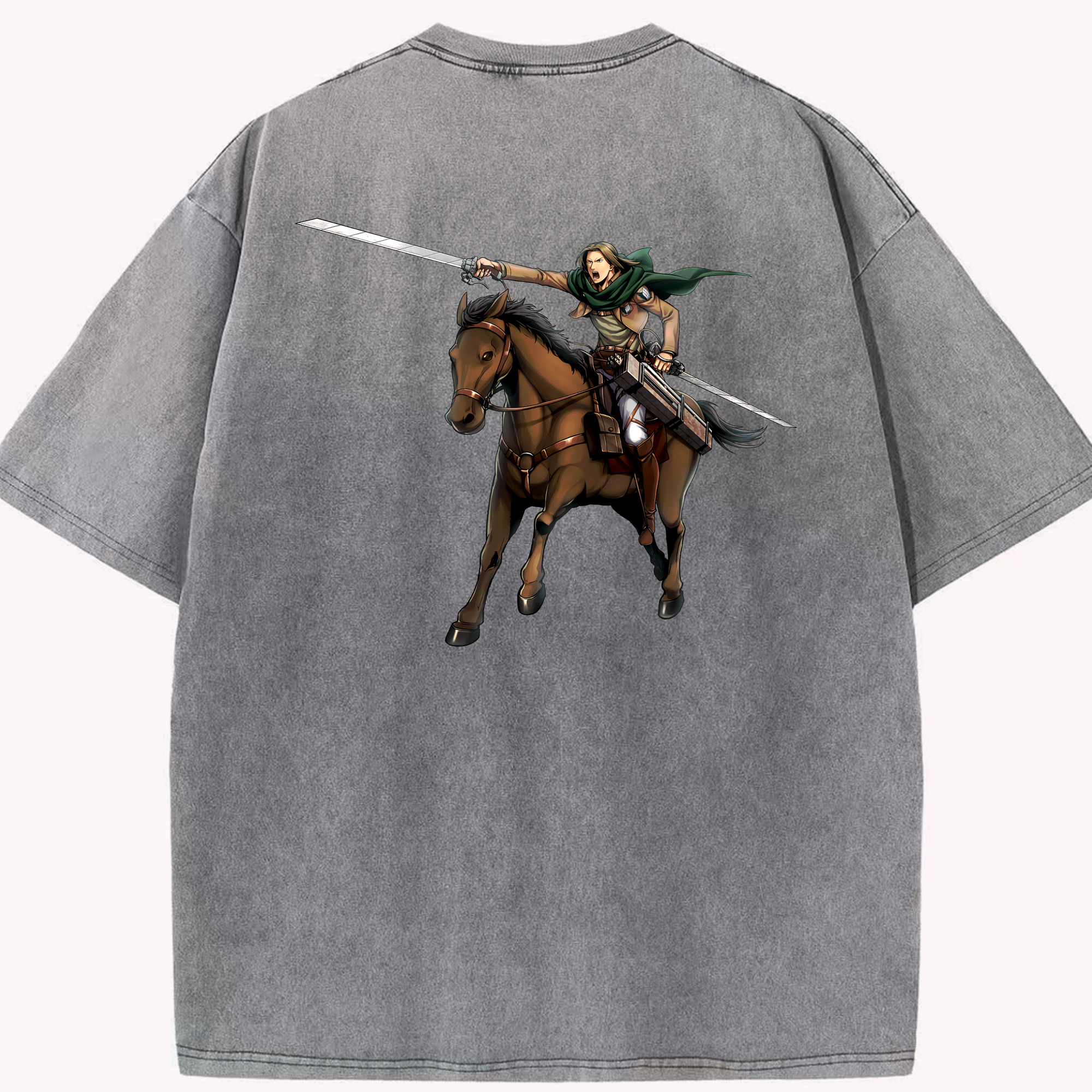 （画像用） 進撃の巨人 Attack on Titan 綿100% ヴィンテージ風 半袖Tシャツ（背面プリント）