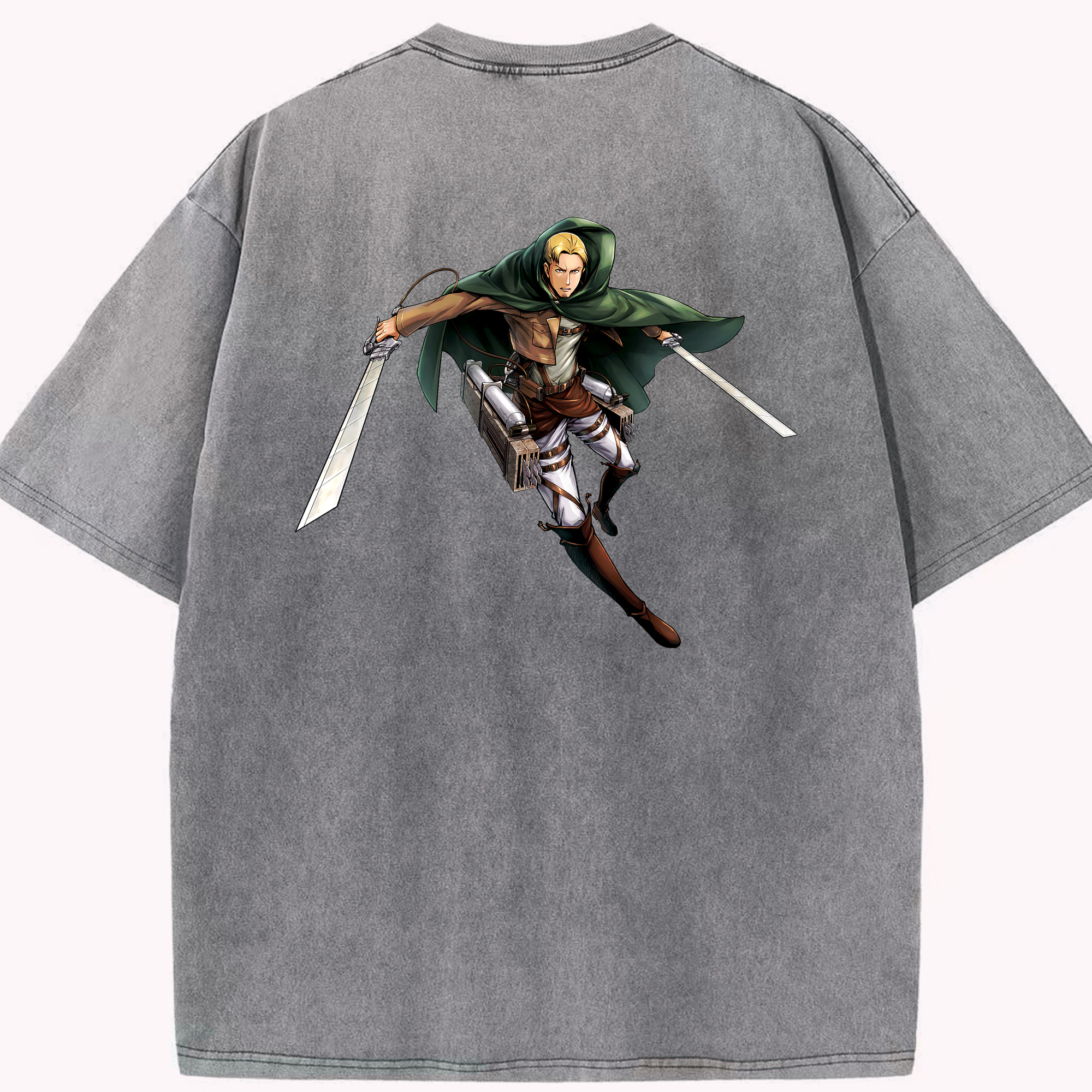 （画像用） 進撃の巨人 Attack on Titan 綿100% ヴィンテージ風 半袖Tシャツ（背面プリント）