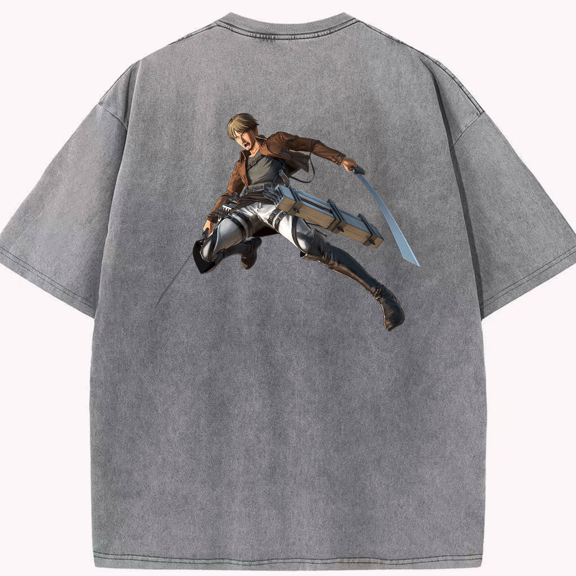 （画像用） 進撃の巨人 Attack on Titan 綿100% ヴィンテージ風 半袖Tシャツ（背面プリント）