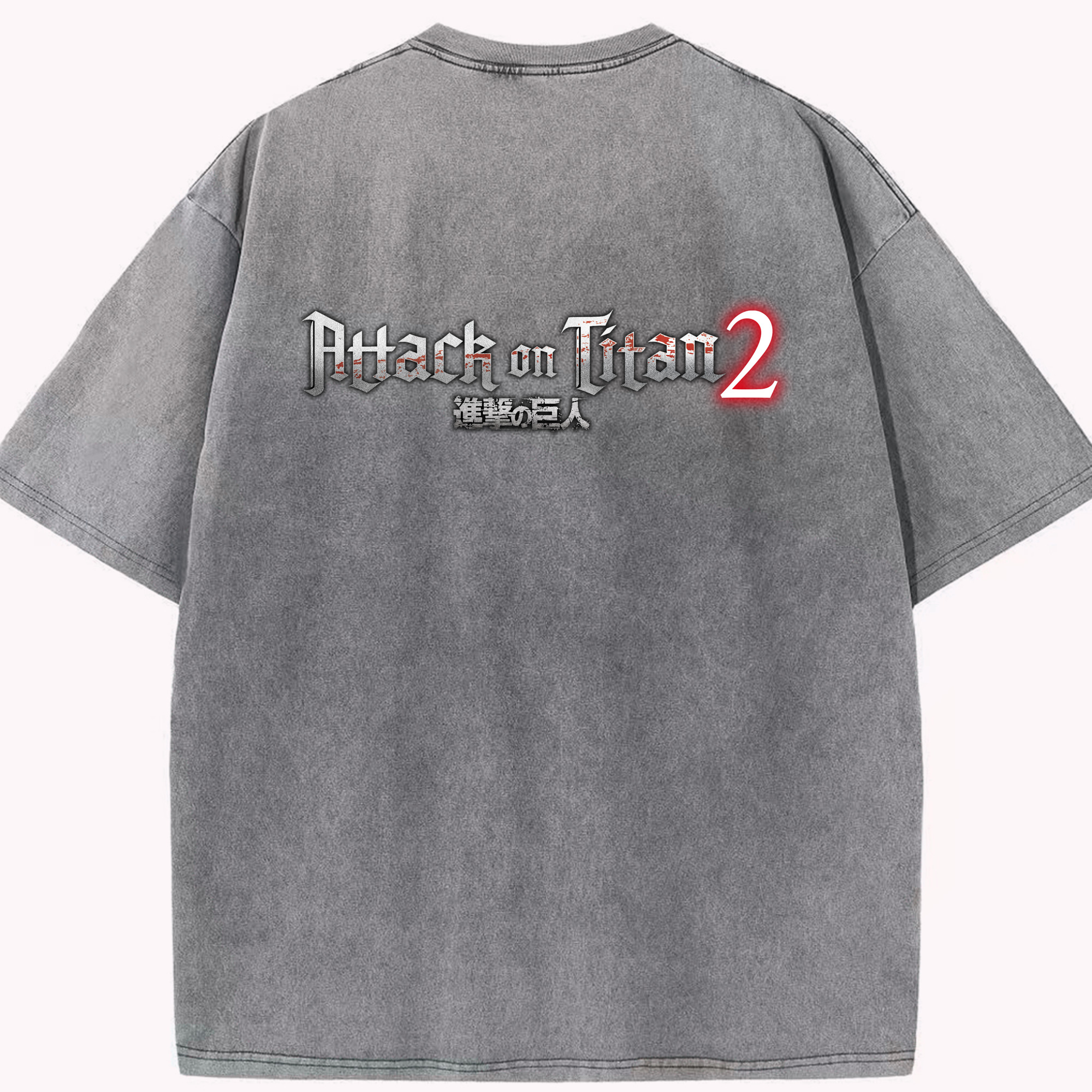 （画像用） 進撃の巨人 Attack on Titan 綿100% ヴィンテージ風 半袖Tシャツ（背面プリント）