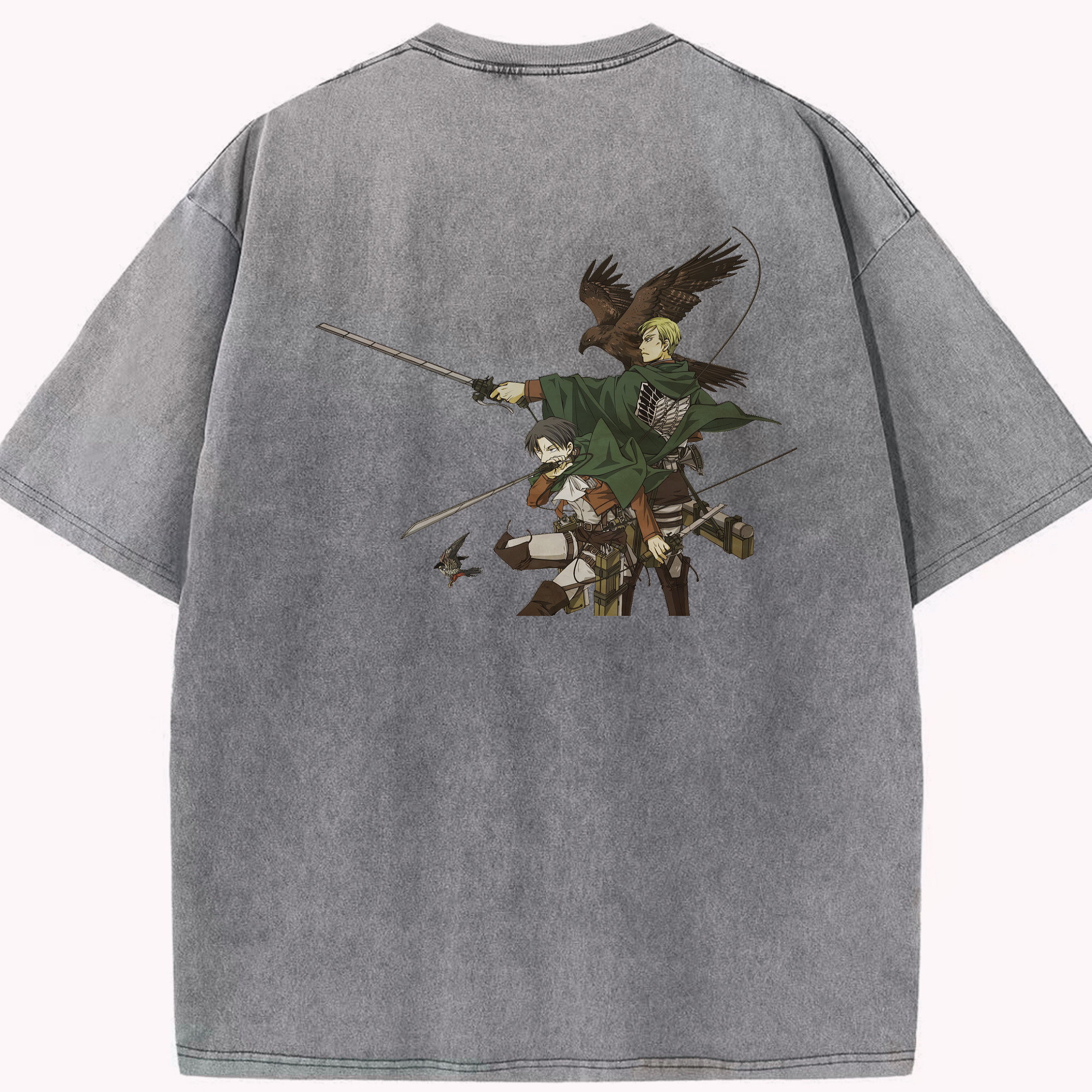 （画像用） 進撃の巨人 Attack on Titan 綿100% ヴィンテージ風 半袖Tシャツ（背面プリント）