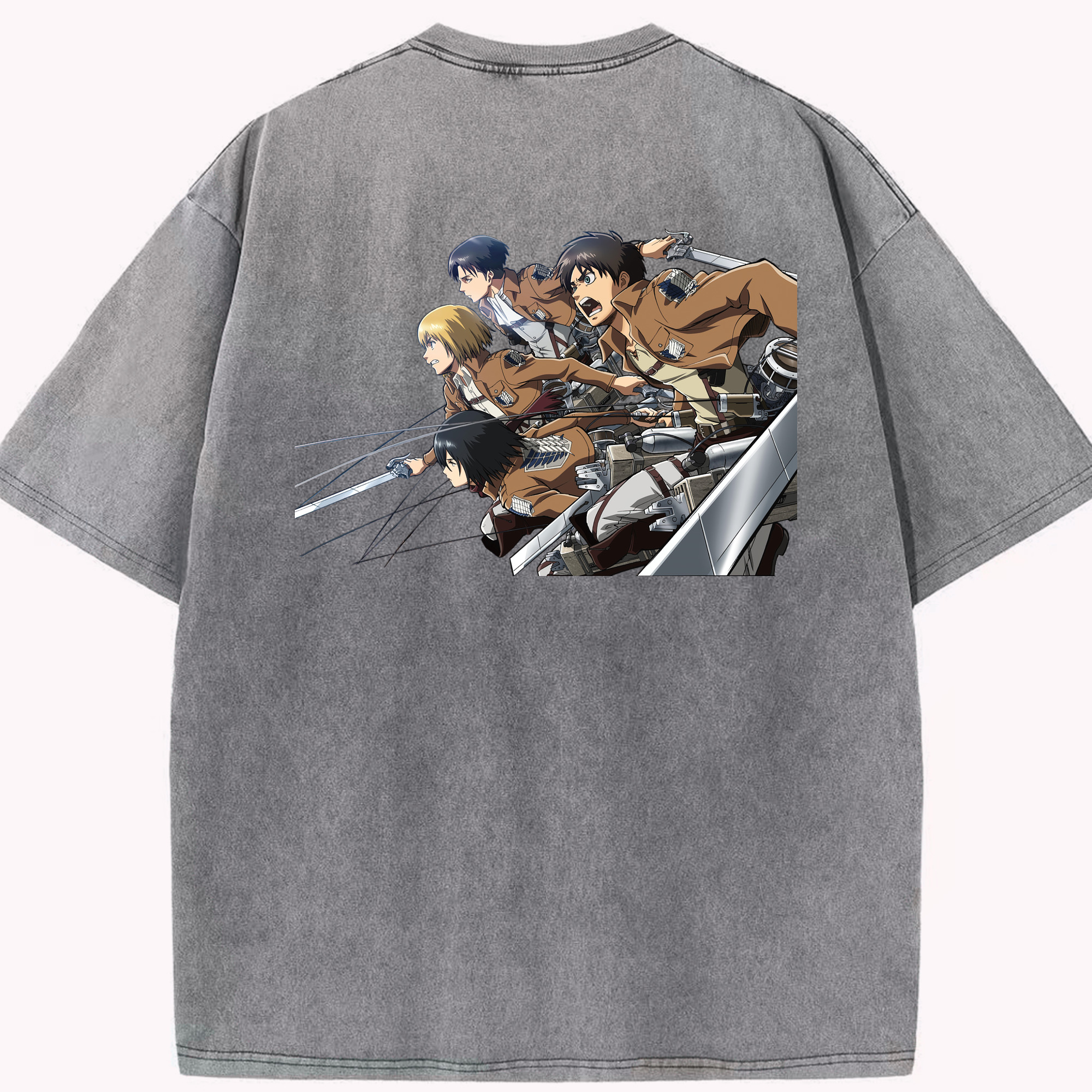 （画像用） 進撃の巨人 Attack on Titan 綿100% ヴィンテージ風 半袖Tシャツ（背面プリント）