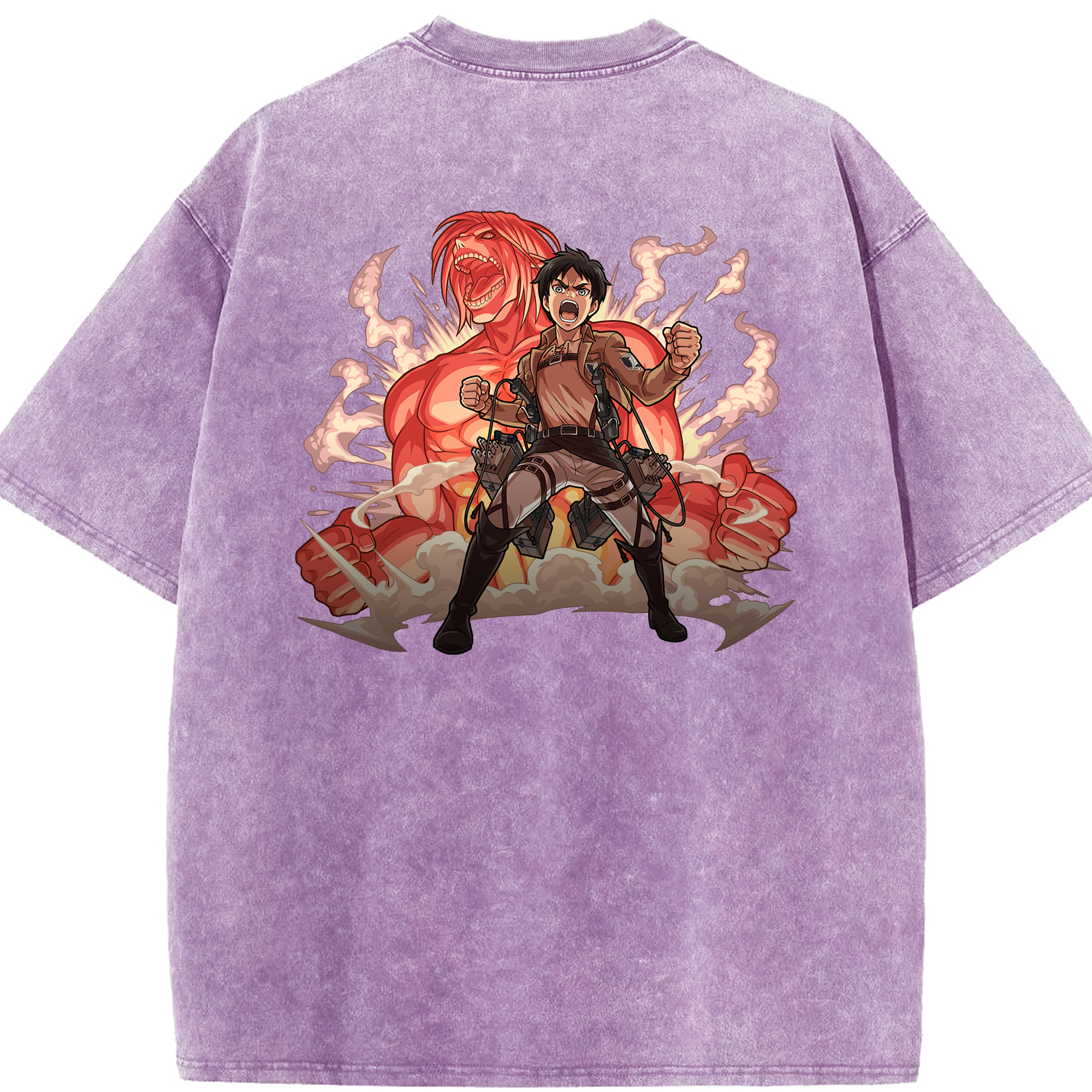 （画像用） 進撃の巨人 エレン･イェーガー Attack on Titan Eren Jäger 綿100% ヴィンテージ風 半袖Tシャツ（背面プリント）