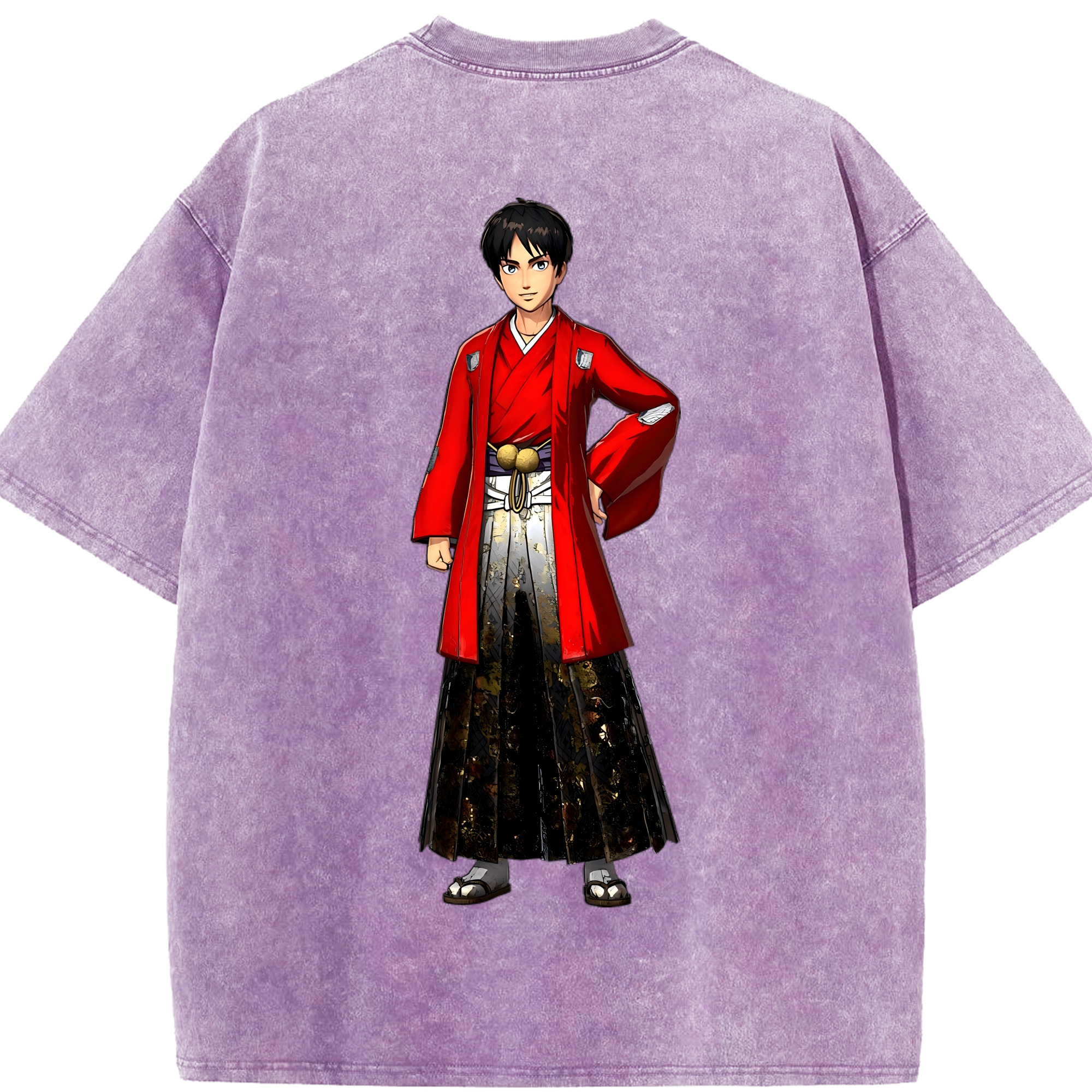 （画像用） 進撃の巨人 エレン･イェーガー Attack on Titan Eren Jäger 綿100% ヴィンテージ風 半袖Tシャツ（背面プリント）