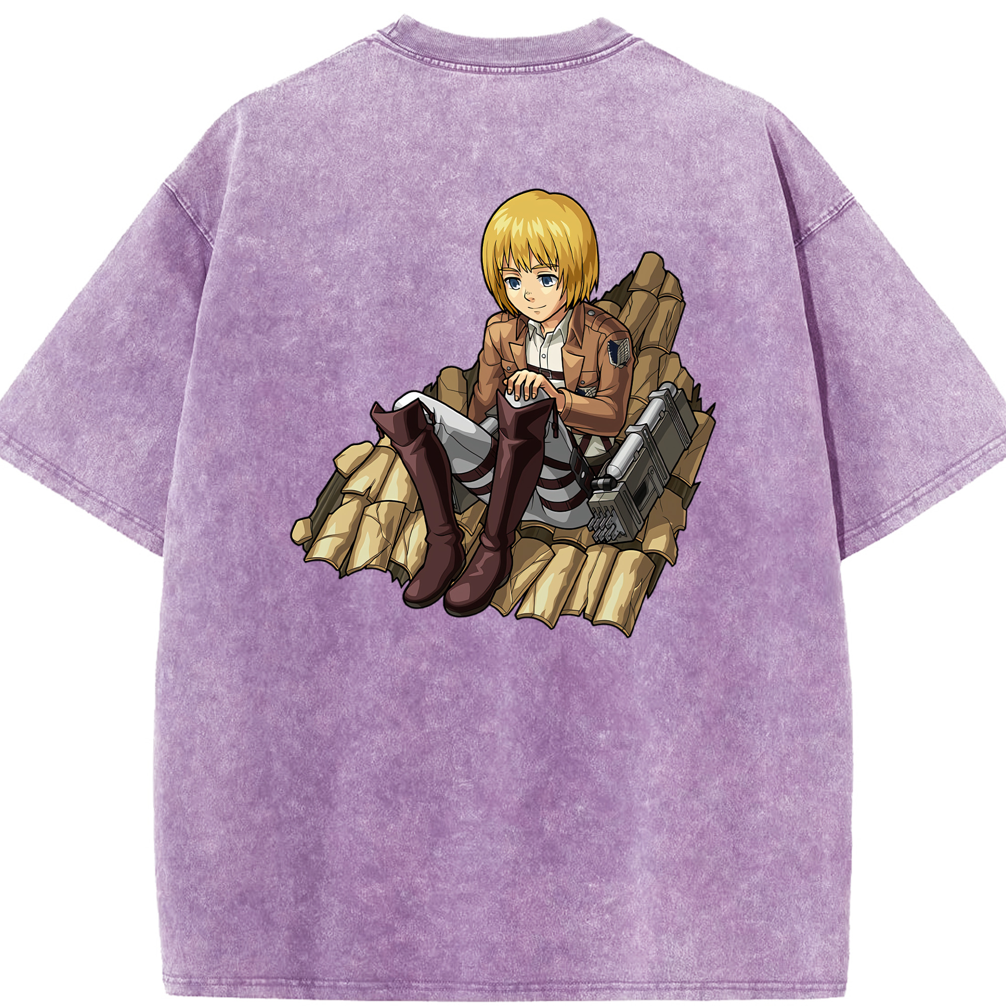（画像用） 進撃の巨人 アルミン·アルレルト Attack on Titan Armin Arlert 綿100% ヴィンテージ風 半袖Tシャツ（背面プリント）