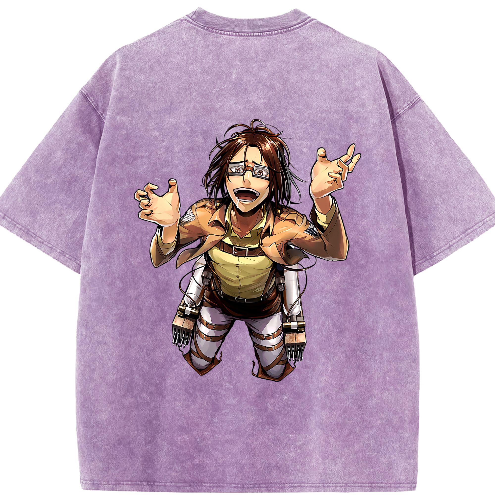 （画像用） 進撃の巨人 ハンジ·ゾエ Attack on Titan Hanji Zoe 綿100% ヴィンテージ風 半袖Tシャツ（背面プリント）