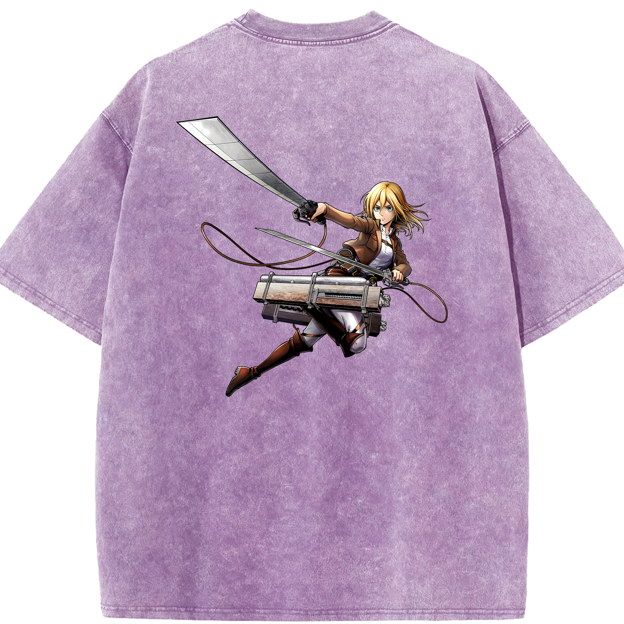 （画像用） 進撃の巨人 クリスタ·レンズ Attack on Titan Christa Lenz 綿100% ヴィンテージ風 半袖Tシャツ（背面プリント）
