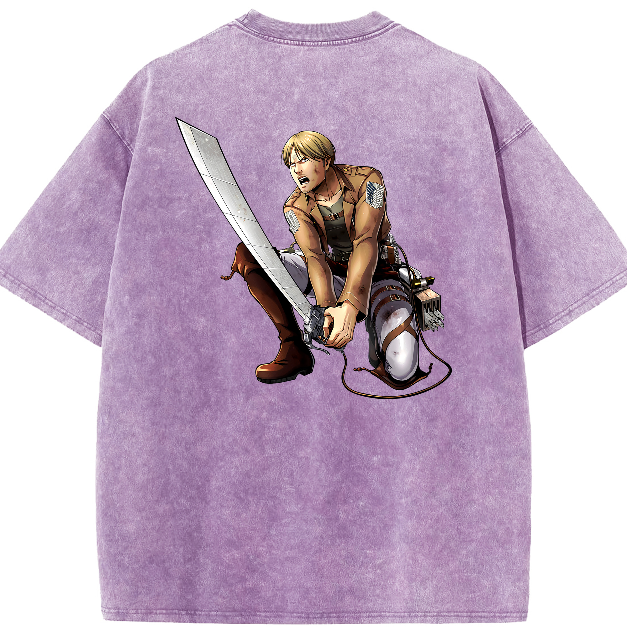 （画像用） 進撃の巨人 ミケ·ザカリアス Attack on Titan Mike Zakarius 綿100% ヴィンテージ風 半袖Tシャツ（背面プリント）