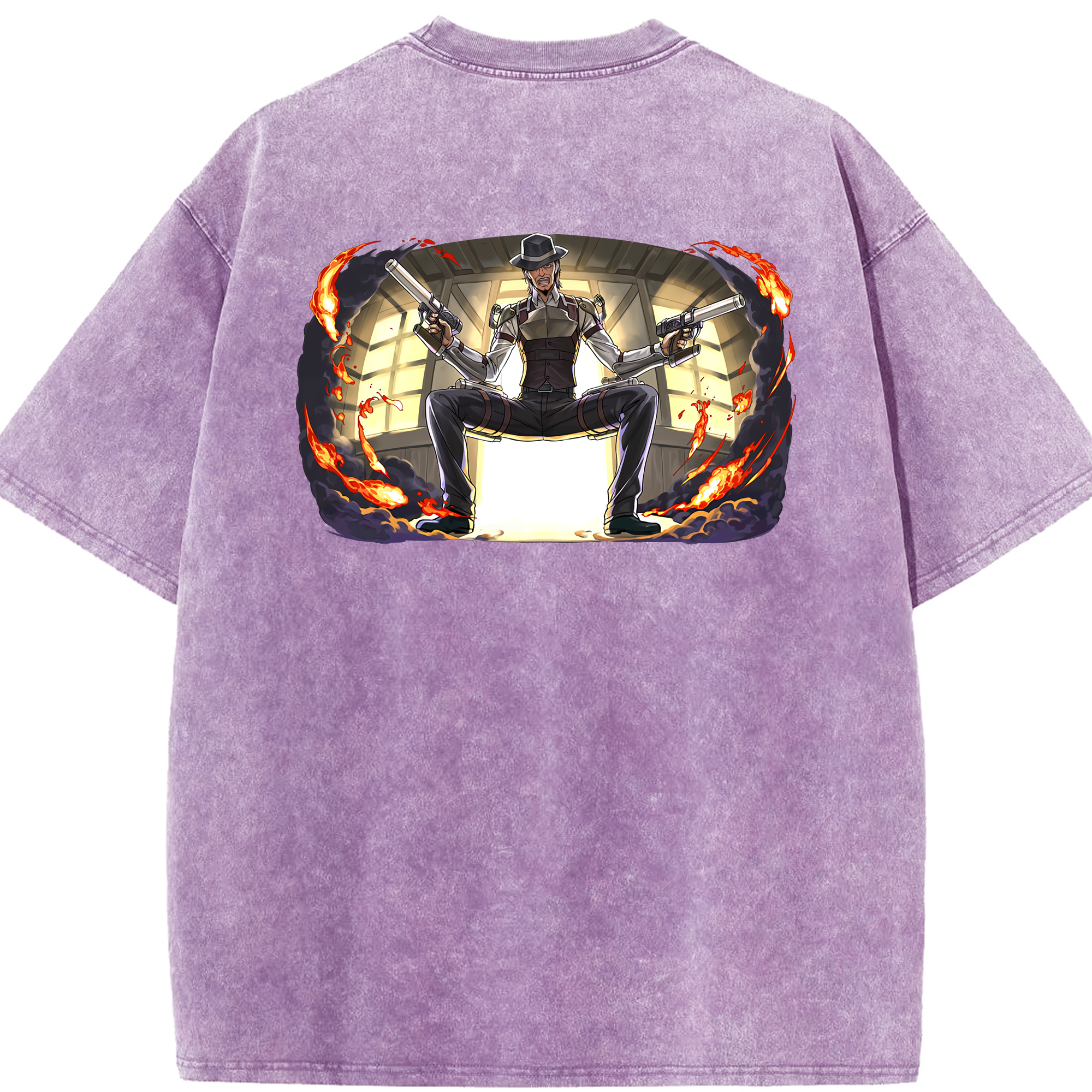（画像用） 進撃の巨人 ケニー·アッカーマン Attack on Titan Kenny Ackerman 綿100% ヴィンテージ風 半袖Tシャツ（背面プリント）
