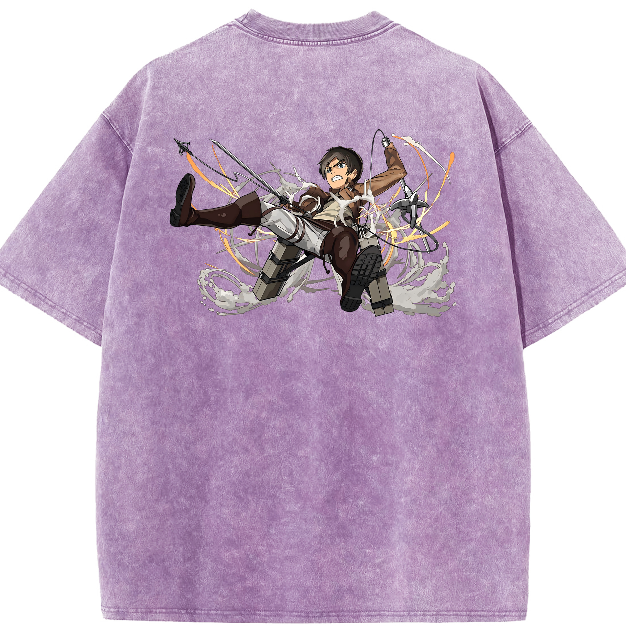 （画像用） 進撃の巨人 エレン･イェーガー Attack on Titan Eren Jäger 綿100% ヴィンテージ風 半袖Tシャツ（背面プリント）