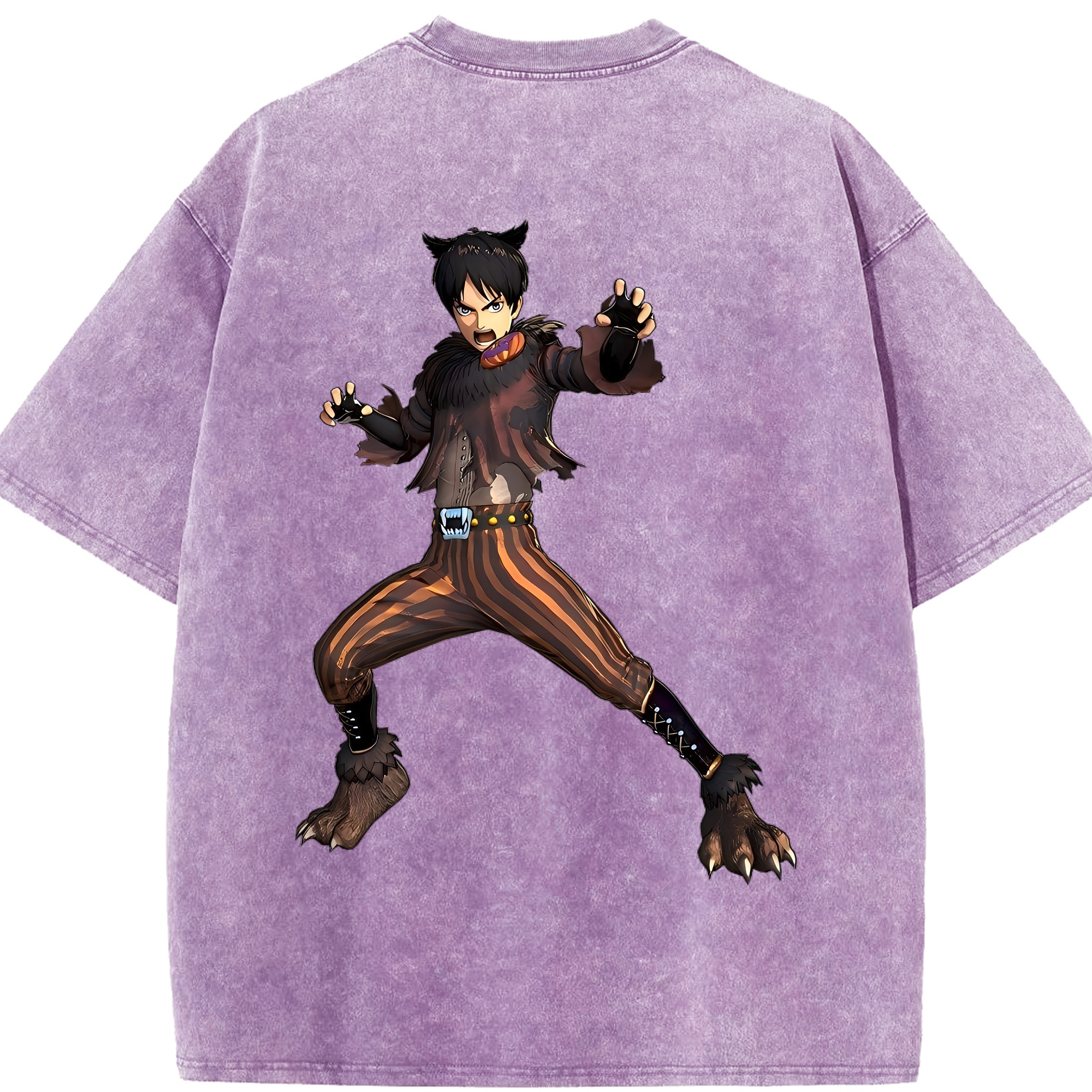 （画像用） 進撃の巨人 エレン･イェーガー Attack on Titan Eren Jäger 綿100% ヴィンテージ風 半袖Tシャツ（背面プリント）