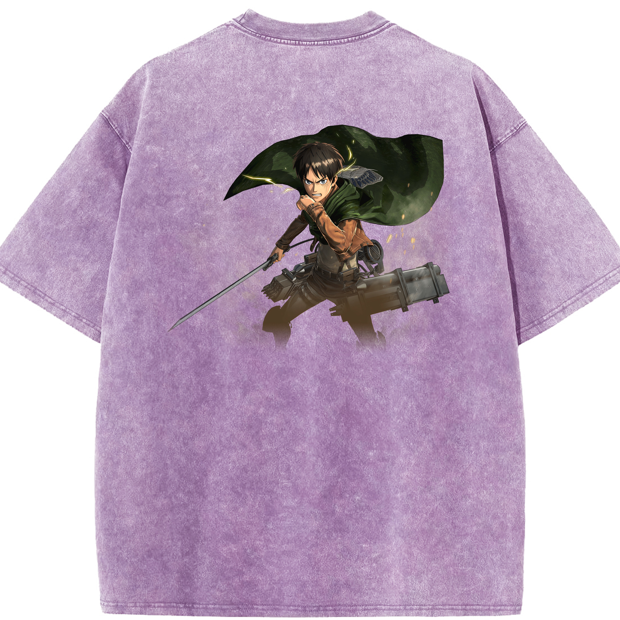 （画像用） 進撃の巨人 エレン･イェーガー Attack on Titan Eren Jäger 綿100% ヴィンテージ風 半袖Tシャツ（背面プリント）