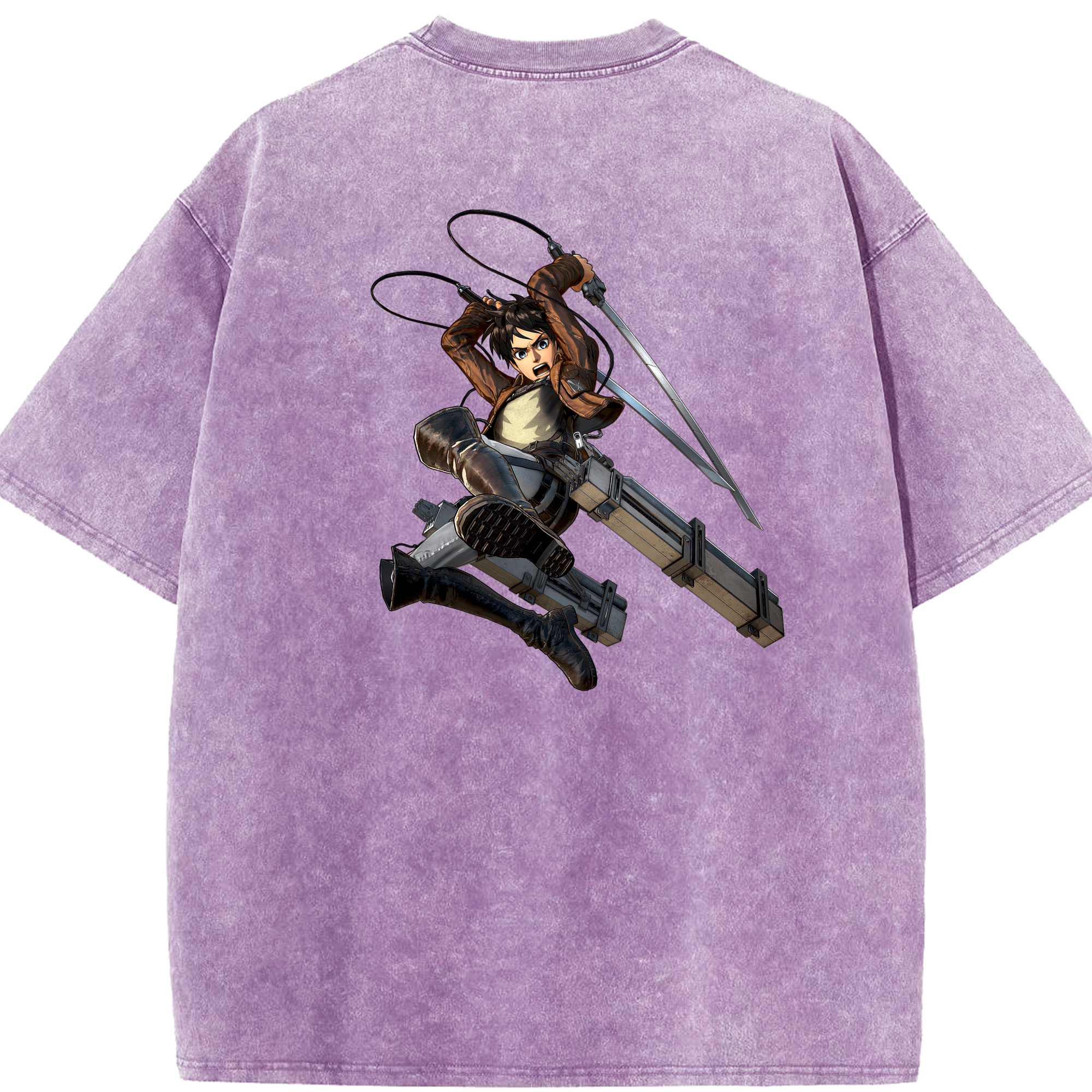 （画像用） 進撃の巨人 エレン･イェーガー Attack on Titan Eren Jäger 綿100% ヴィンテージ風 半袖Tシャツ（背面プリント）