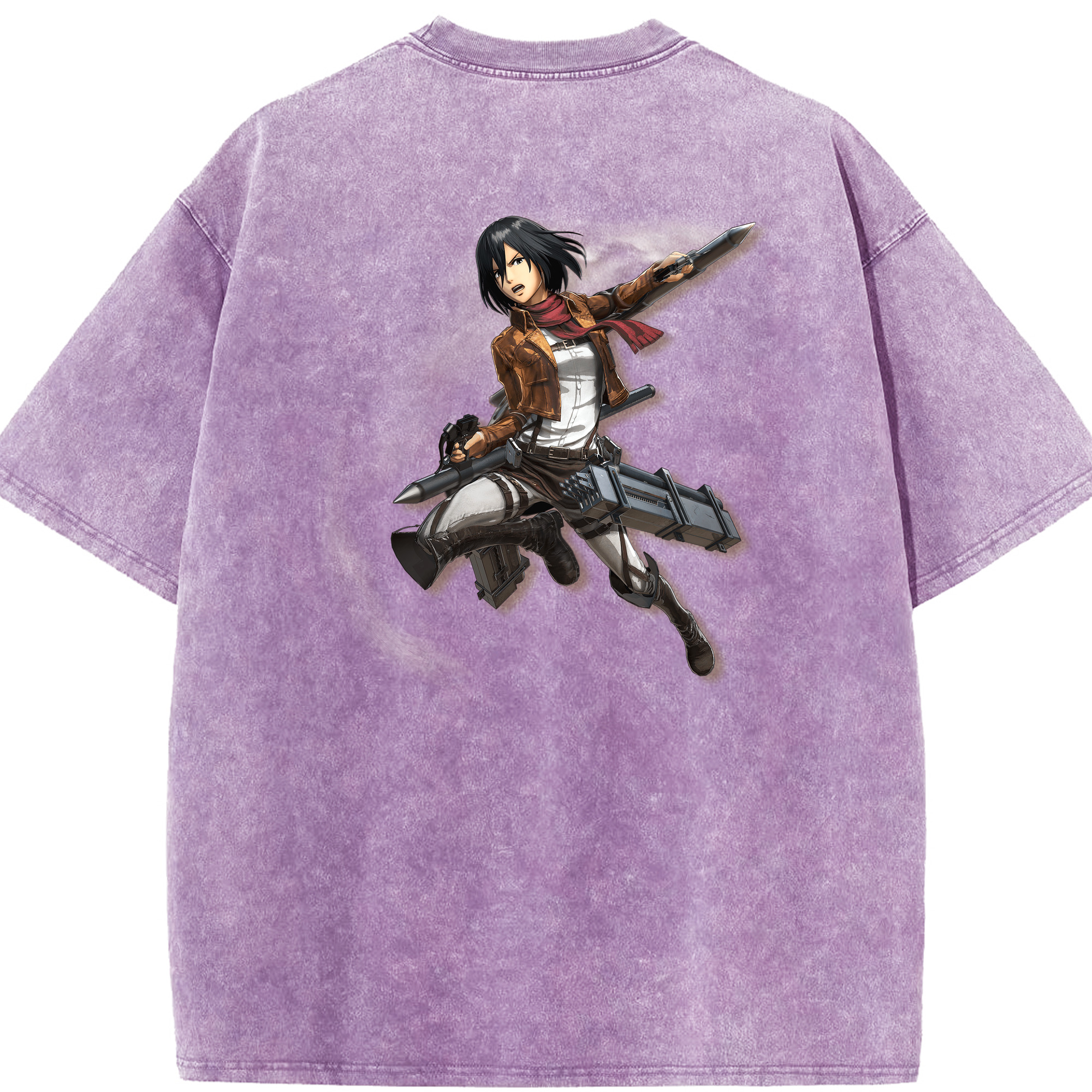 （画像用） 進撃の巨人 ミカサ·アッカーマン Attack on Titan Mikasa Ackerman 綿100% ヴィンテージ風 半袖Tシャツ（背面プリント）