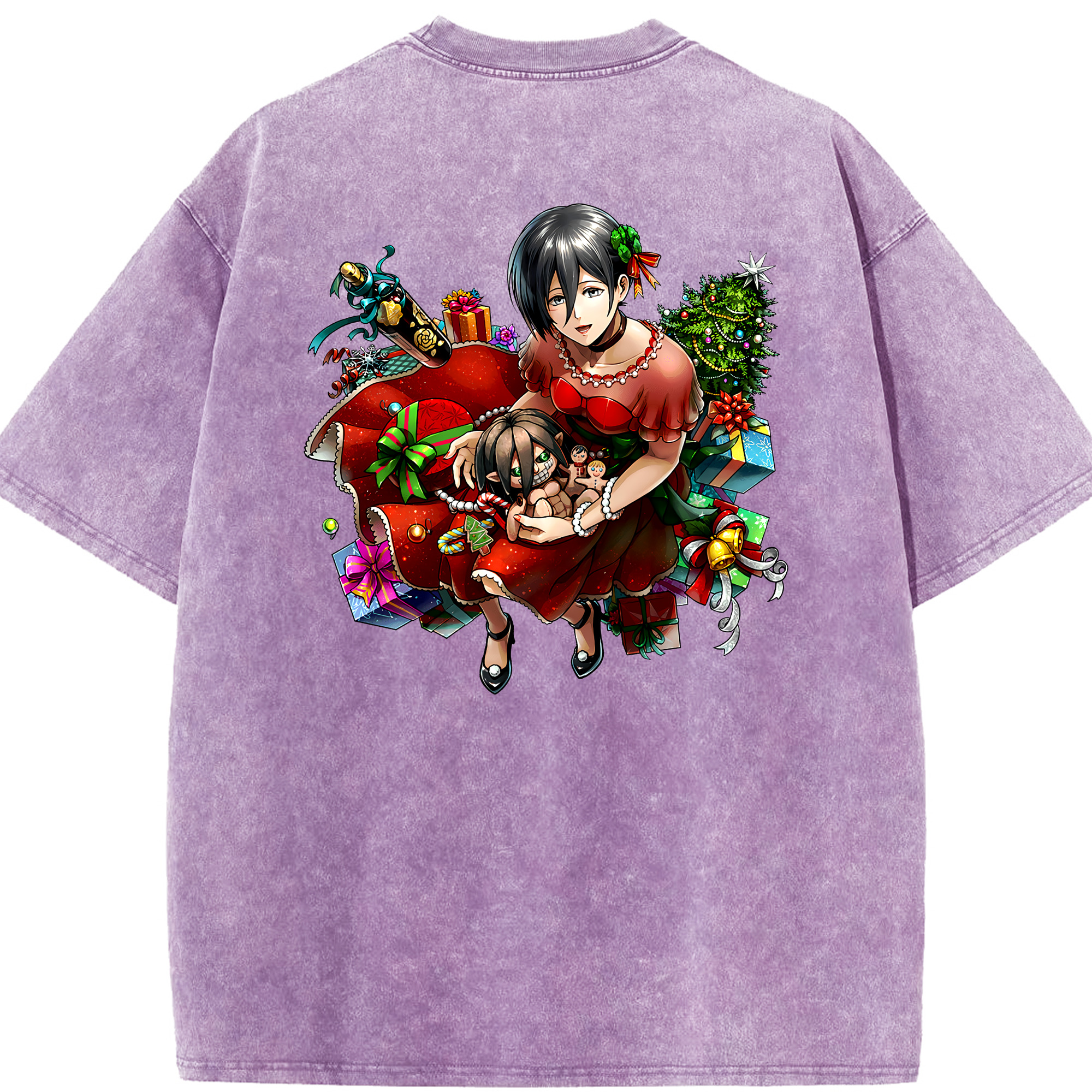 （画像用） 進撃の巨人 ミカサ·アッカーマン Attack on Titan Mikasa Ackerman 綿100% ヴィンテージ風 半袖Tシャツ（背面プリント）
