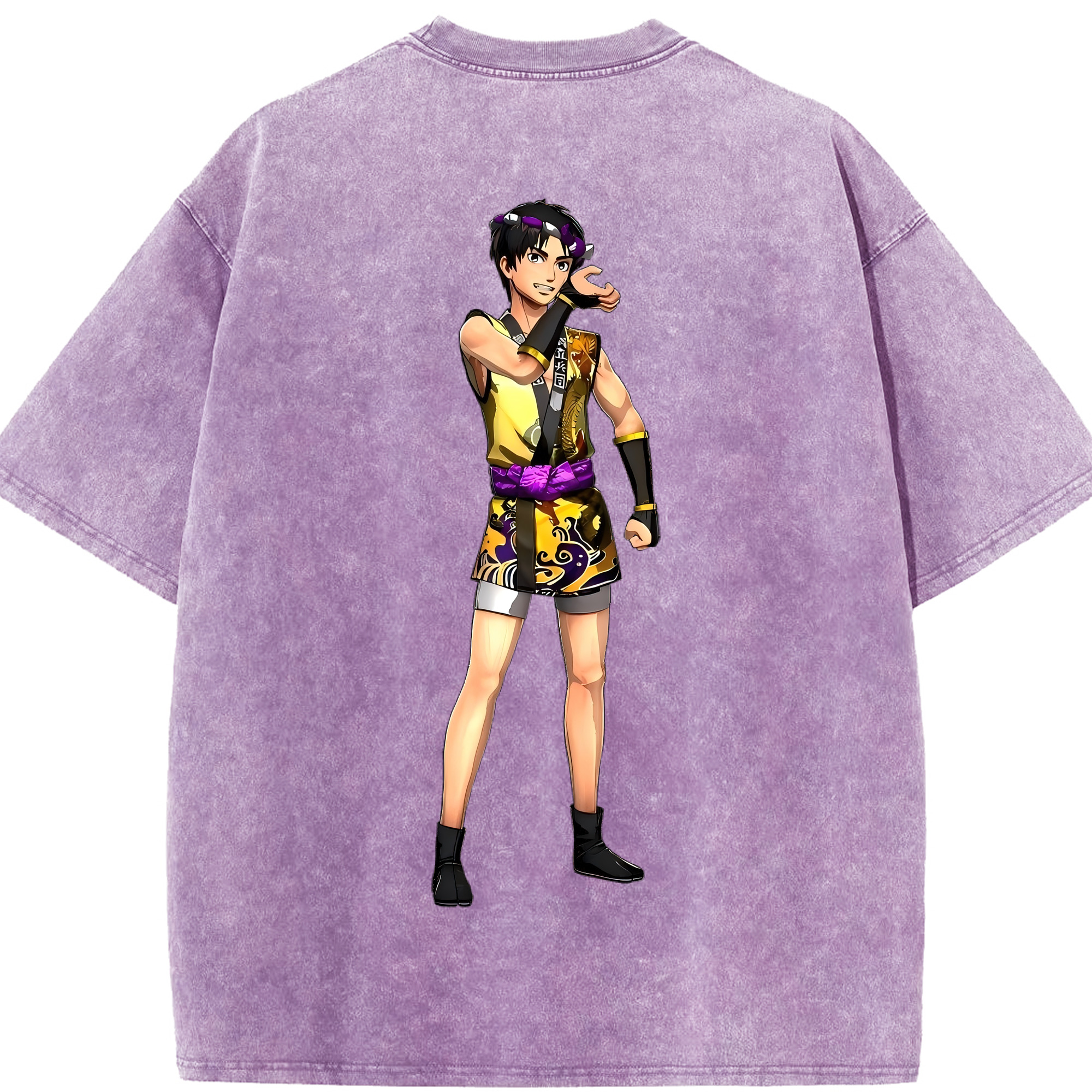 （画像用） 進撃の巨人 リヴァイ·アッカーマン Attack on Titan Levi Ackerman 綿100% ヴィンテージ風 半袖Tシャツ（背面プリント）